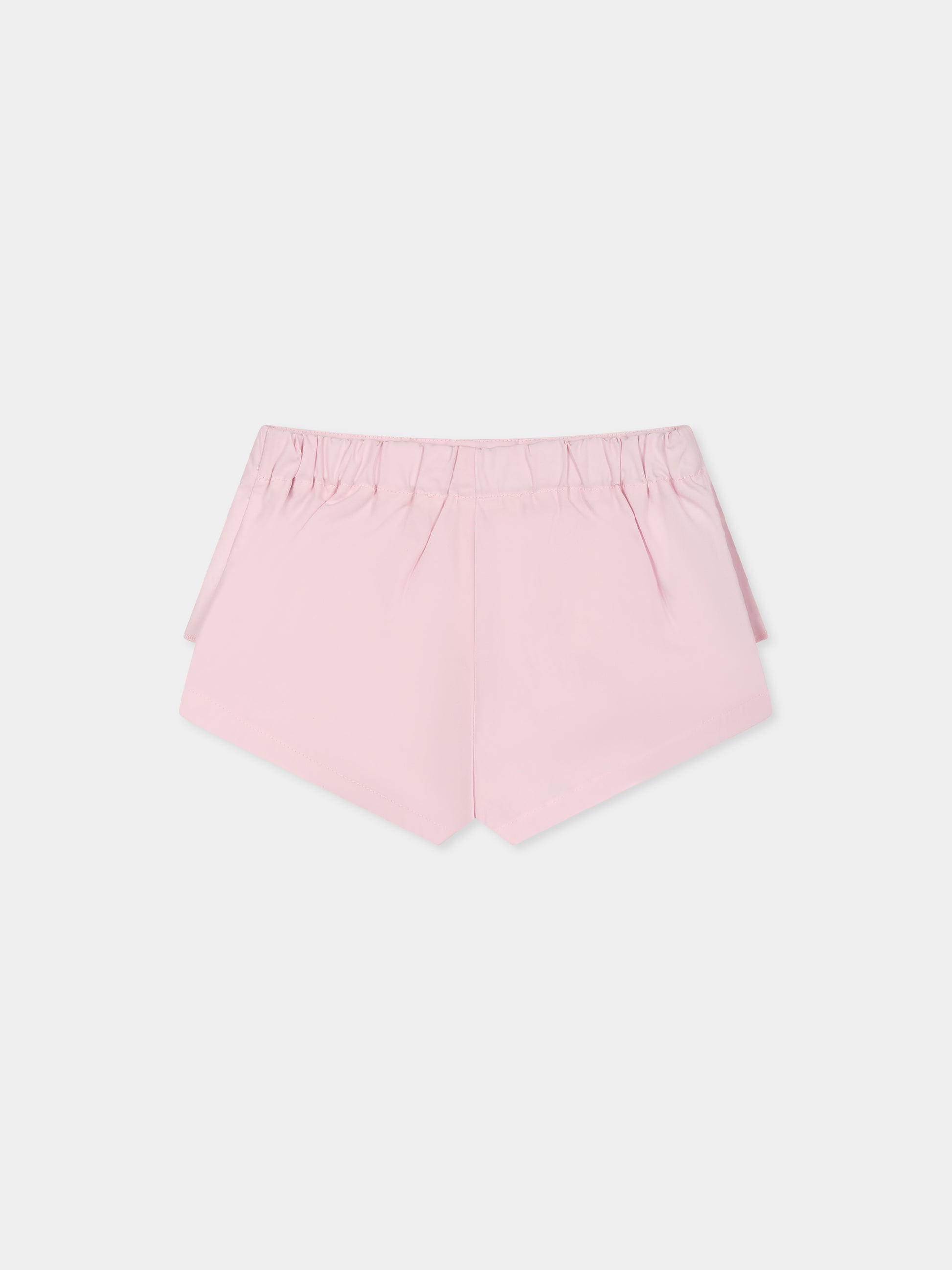 Shorts rosa per neonata con logo rosso ricamato,Marni Kids,M01461 M00UW MP191B 0M347