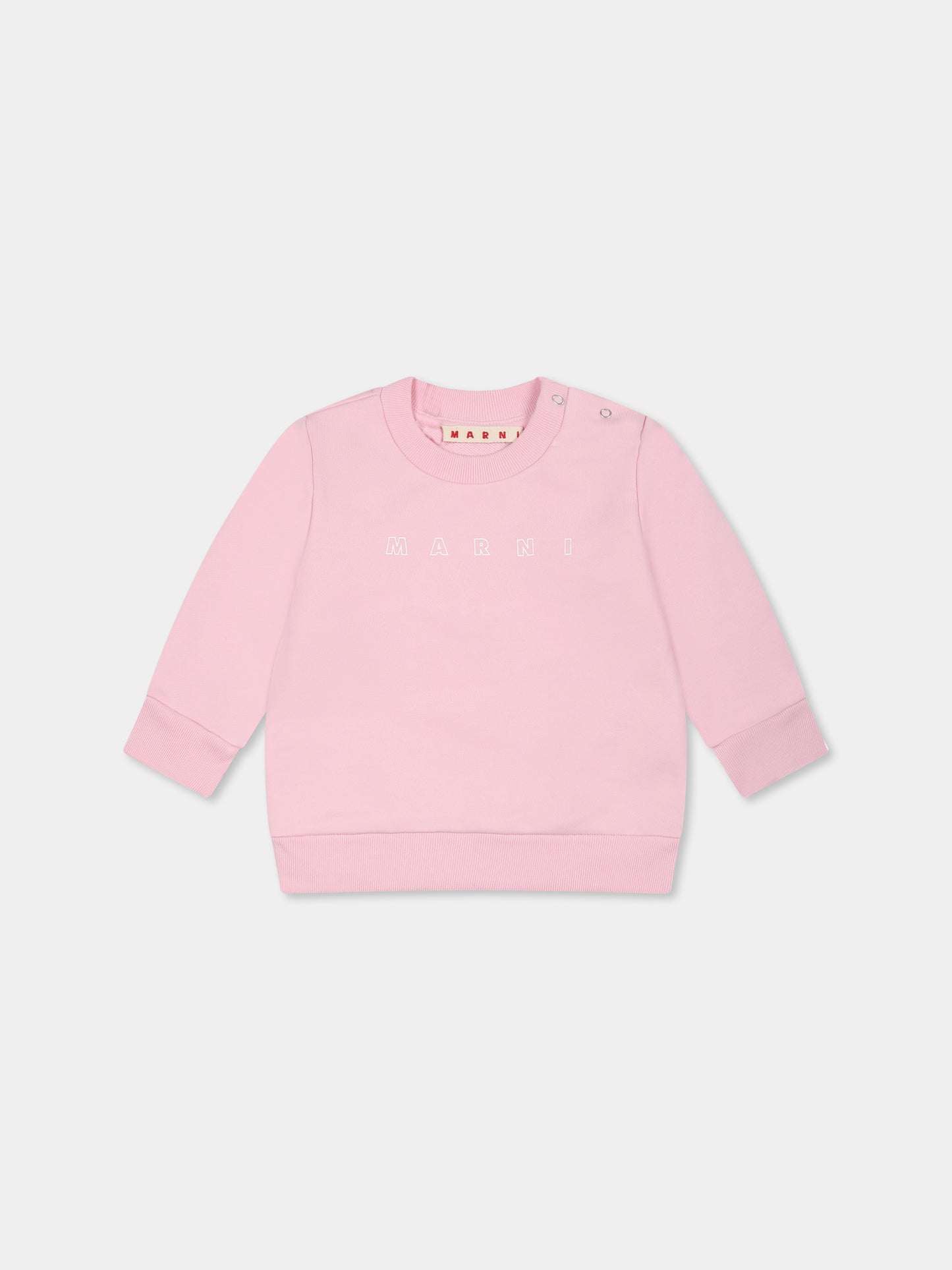 Felpa rosa per neonata con logo bianco,Marni Kids,M01437 M00V0 MS319B 0M347