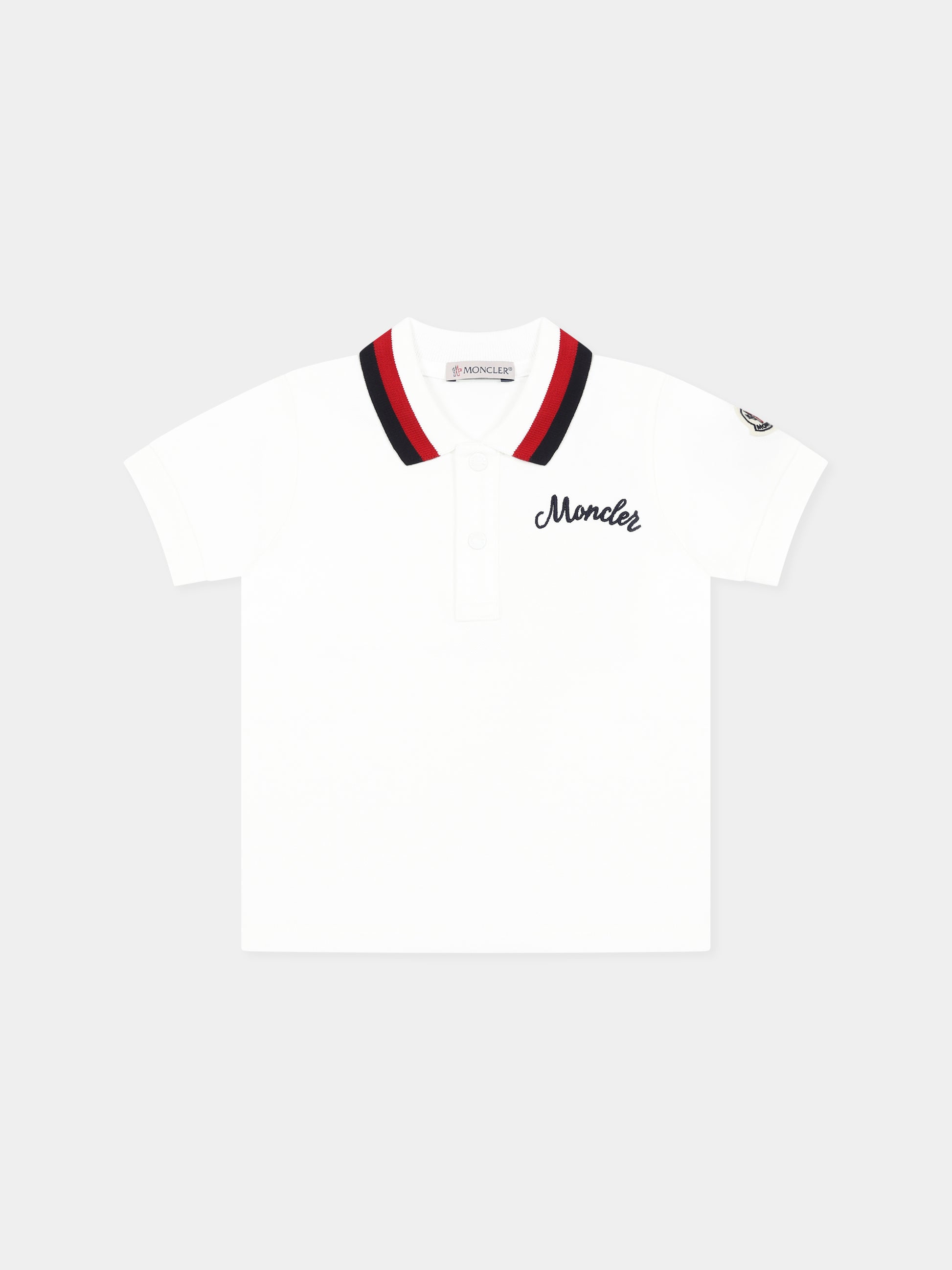 Polo bianca per neonato con logo,Moncler Kids,K1951 8A00001 89AL2 034