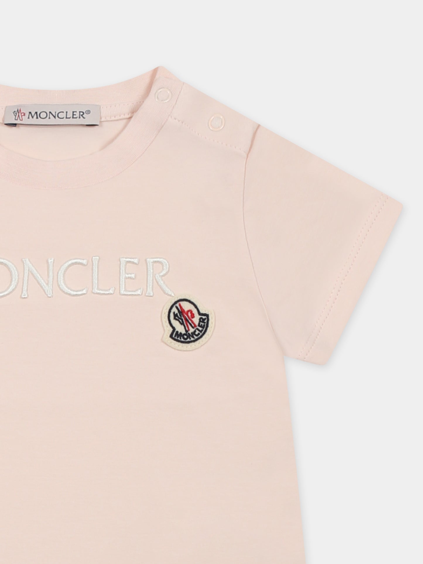 T-shirt rosa per neonata con logo,Moncler Kids,K1951 8C00006 89AUM 529