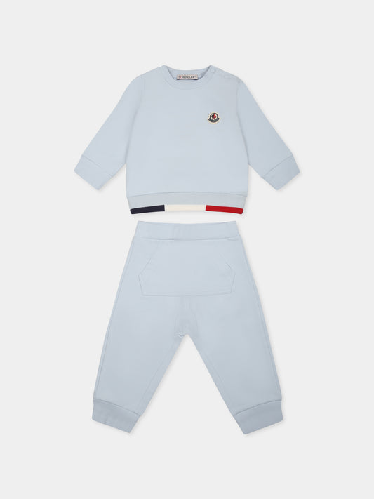 Completo celeste per neonato con logo,Moncler Kids,K1951 8M00006 89AEB 709