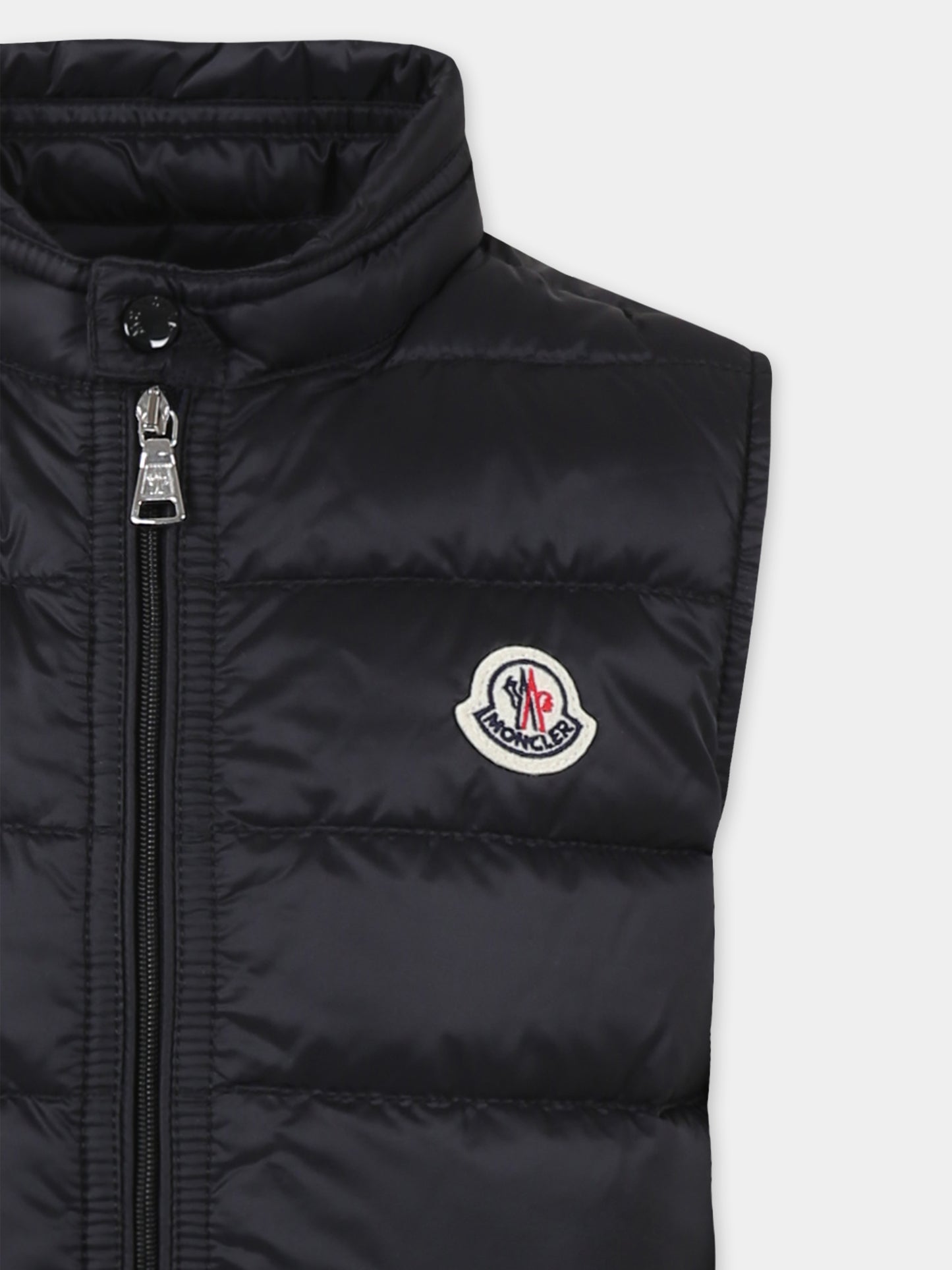 Gilet Gui nero per bambino con logo,Moncler Kids,K1954 1A00052 597YF 999