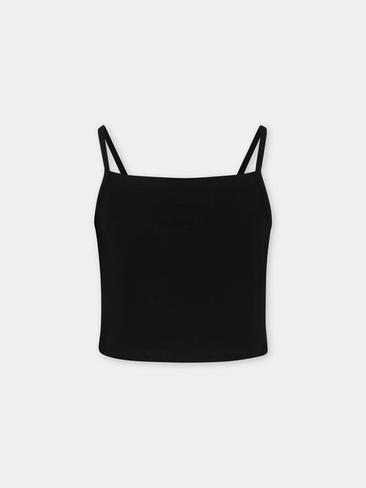 Top noir pour fille avec logo