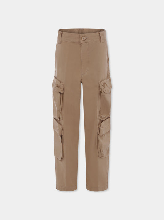 Pantalon beige pour garçon avec logo