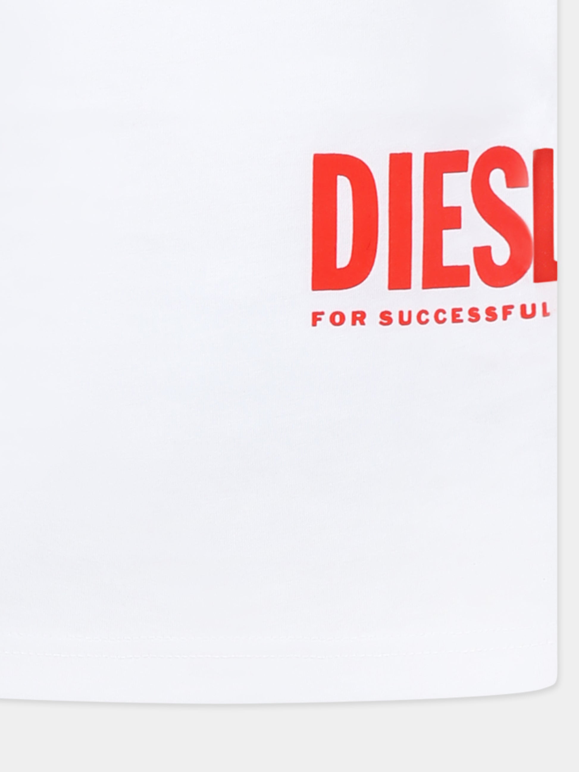 T-shirt bianca per bambino con logo,Diesel,J02283 0CATM K100