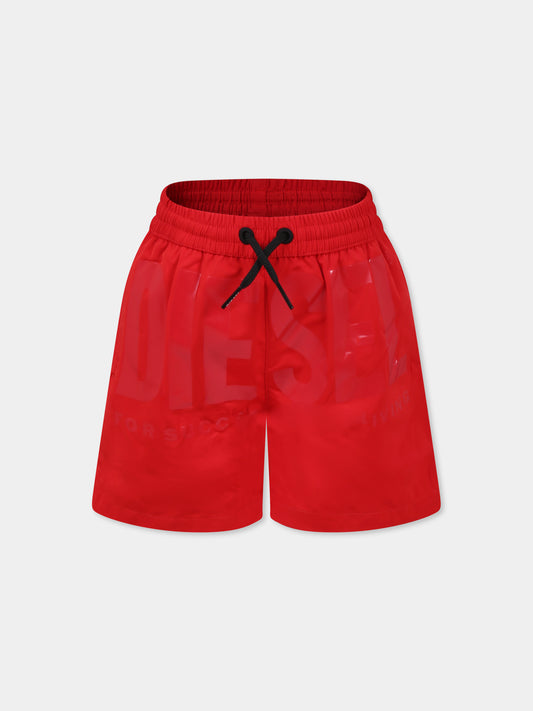 Short de bain rouge pour garçon avec logo