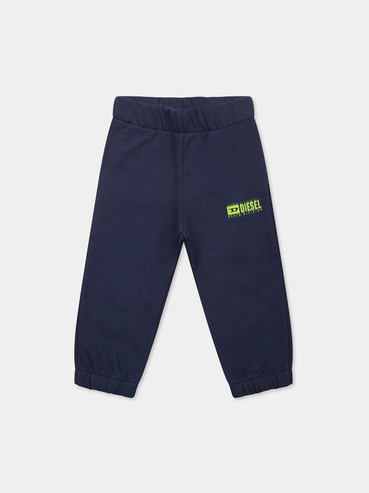 Pantalon bleu pour bébé garçon avec logo