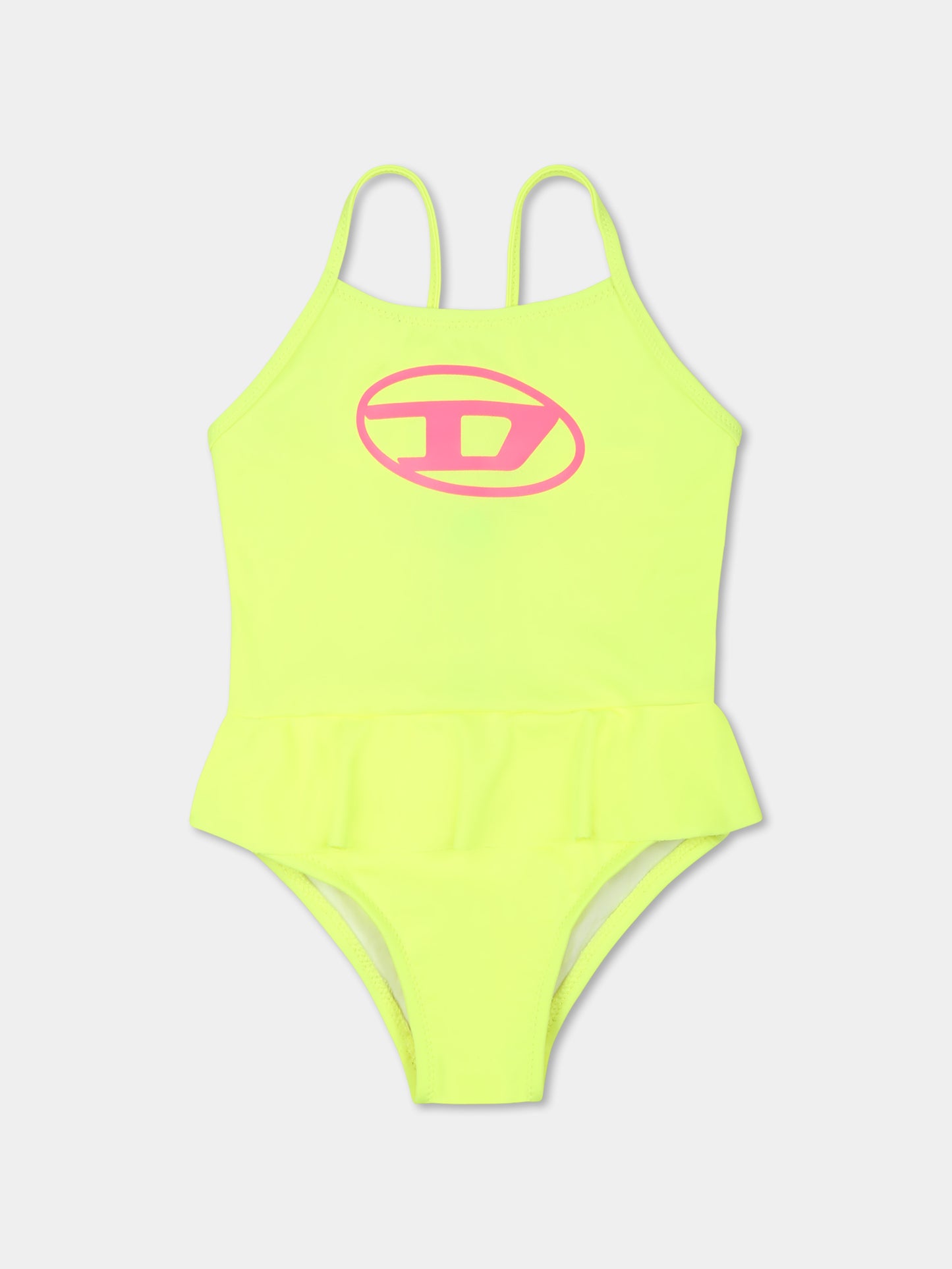 Maillot de bain jaune pour bébé fille avec logo