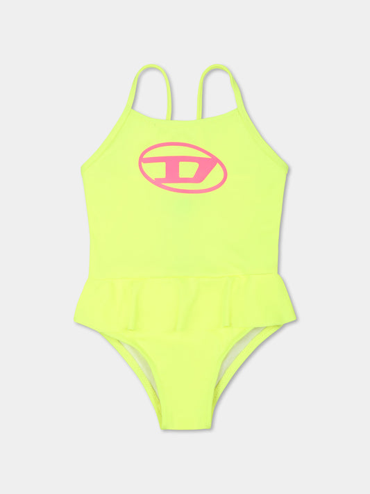 Maillot de bain jaune pour bébé fille avec logo