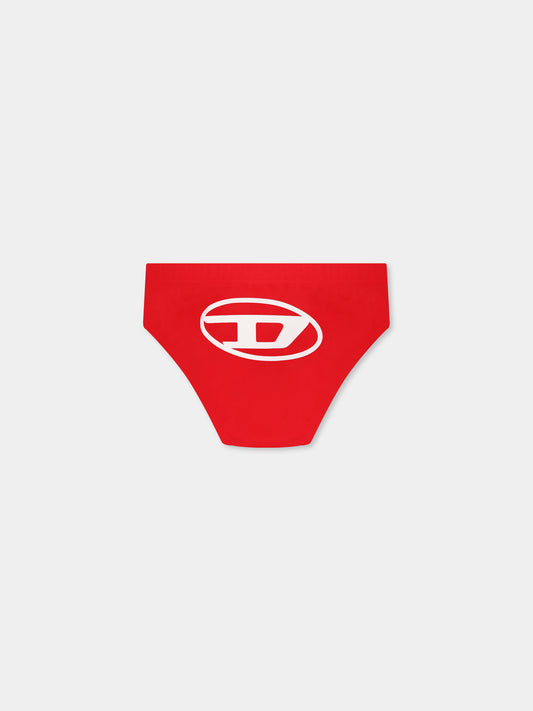 Slip de bain rouge pour bébé garçon avec logo