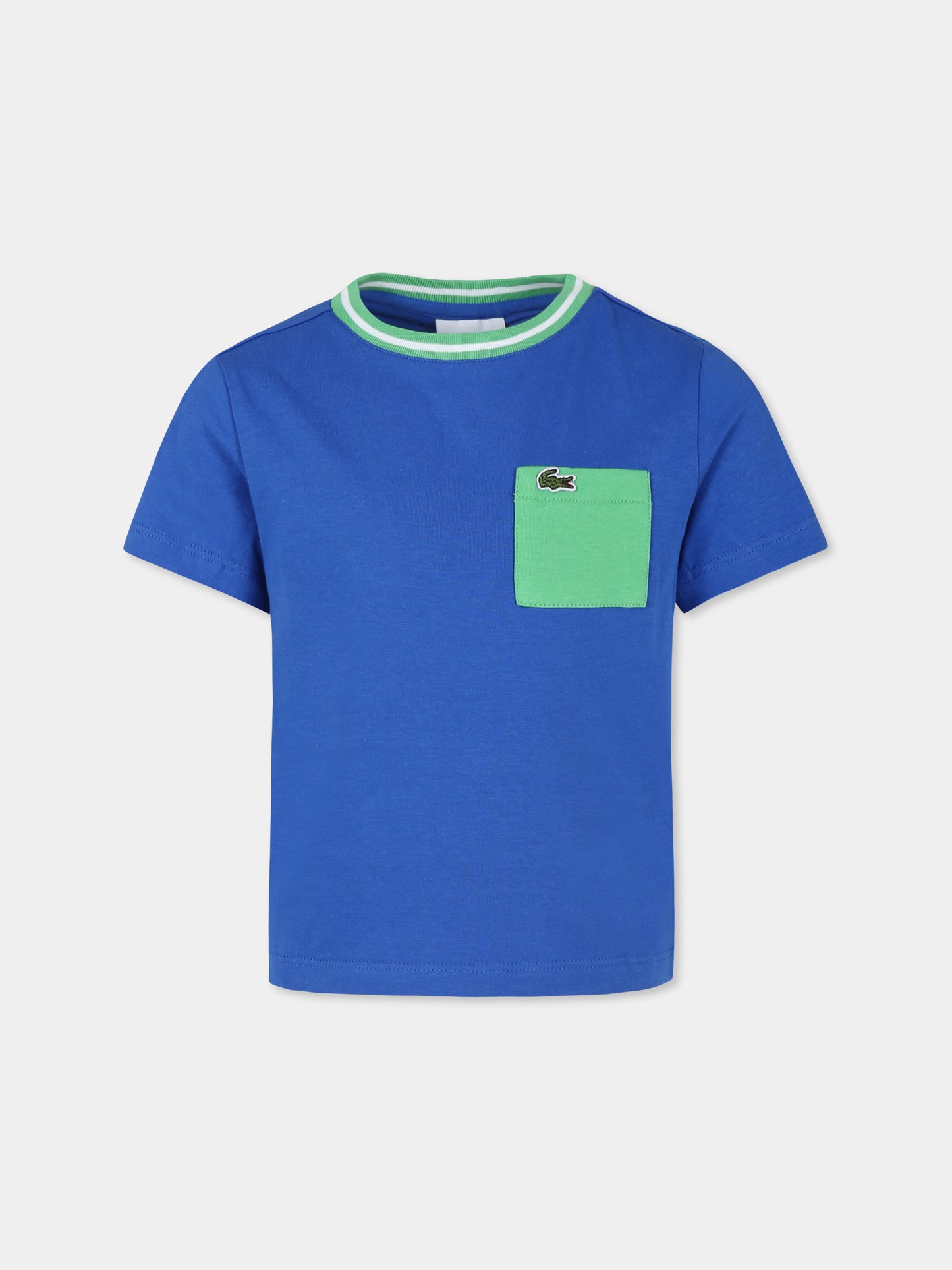 T-shirt blu per bambino con coccodrillo,Lacoste,TJ7295 IU5