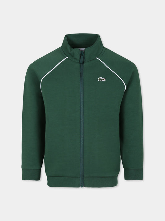 Felpa verde per bambino con coccodrillo,Lacoste,SJ2152 132