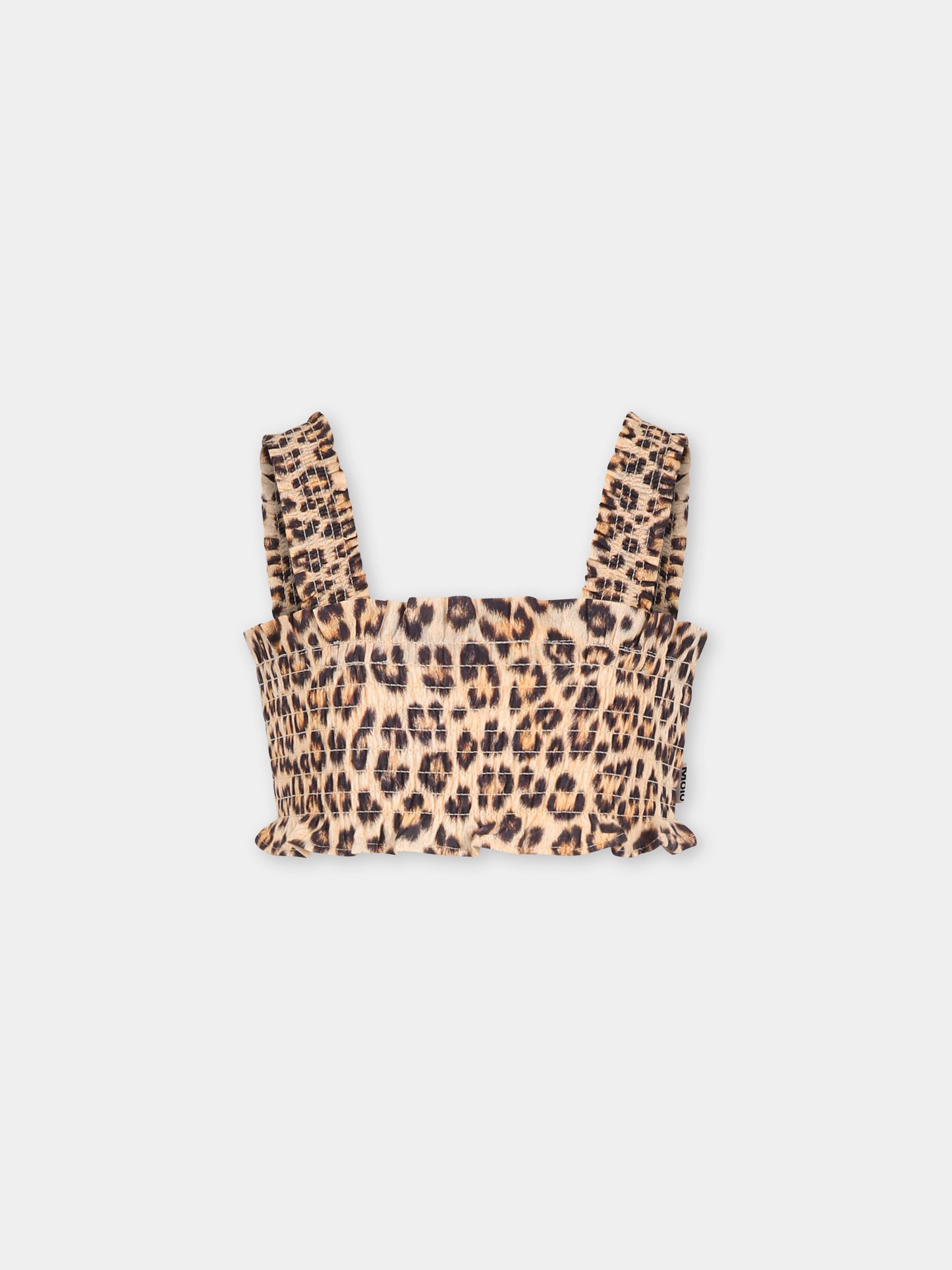 Top marron pour fille avec imprimé tacheté
