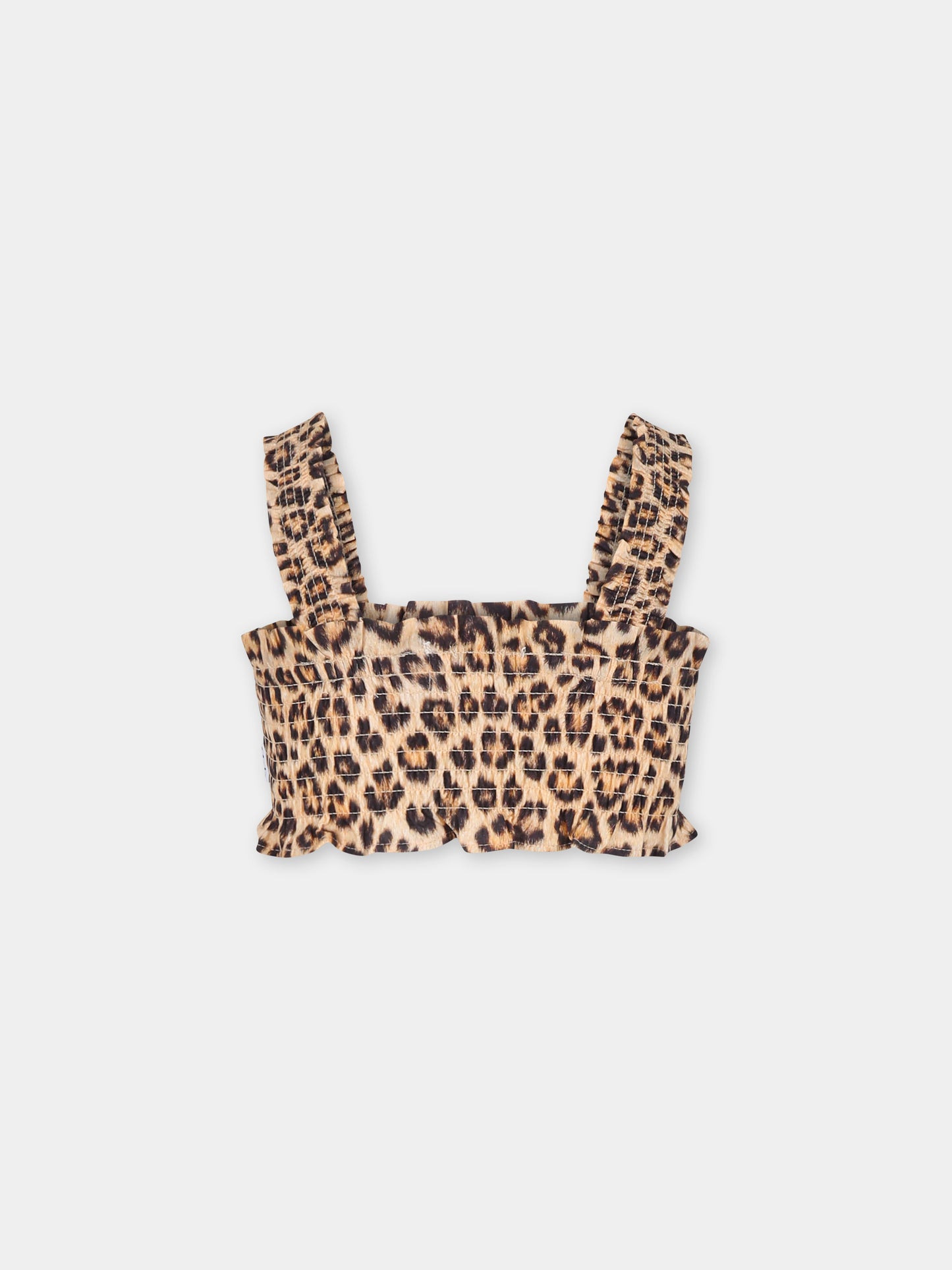 Top marron pour fille avec imprimé tacheté