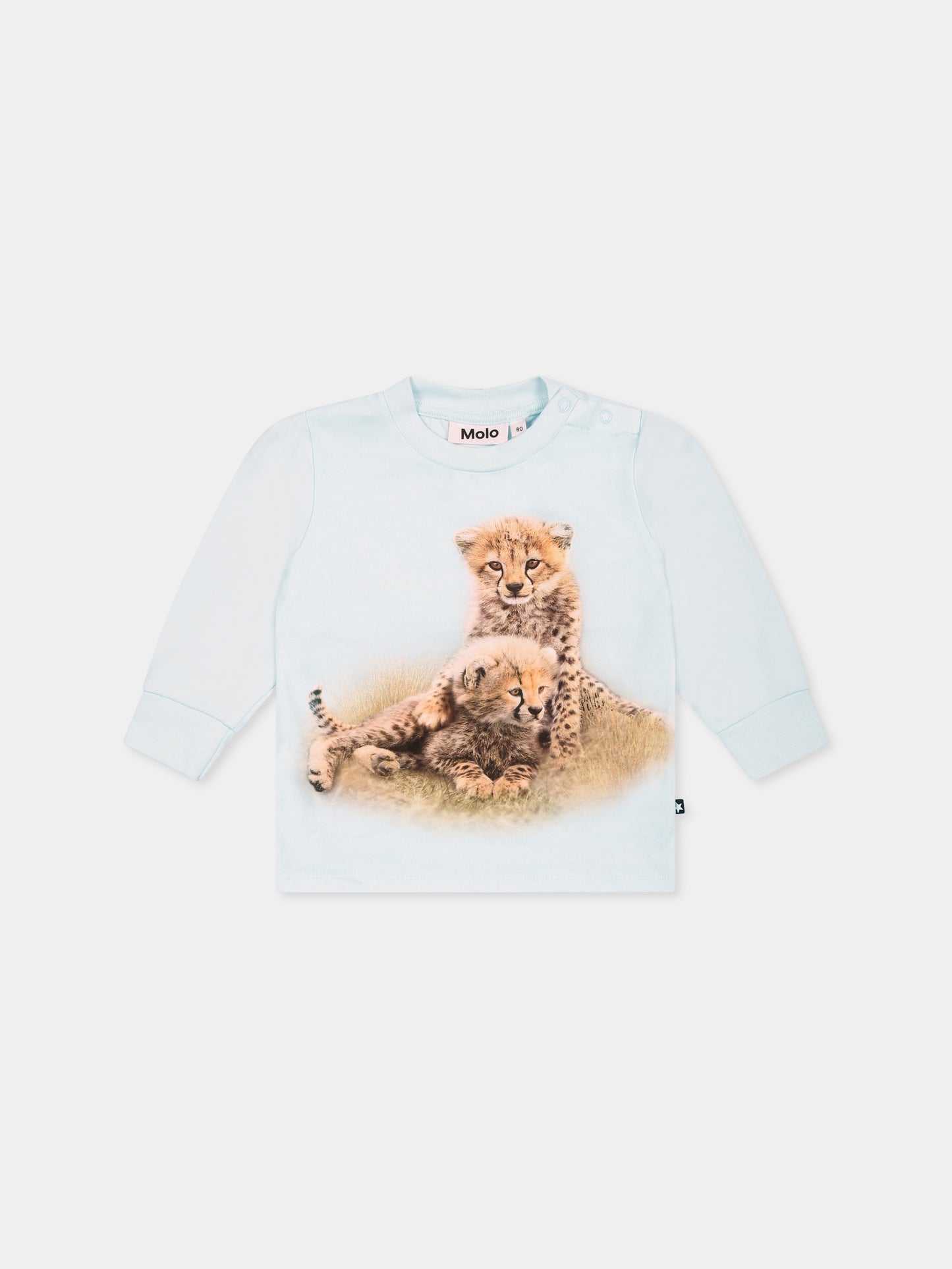 T-shirt bleu clair pour bébé enfants avec guépard