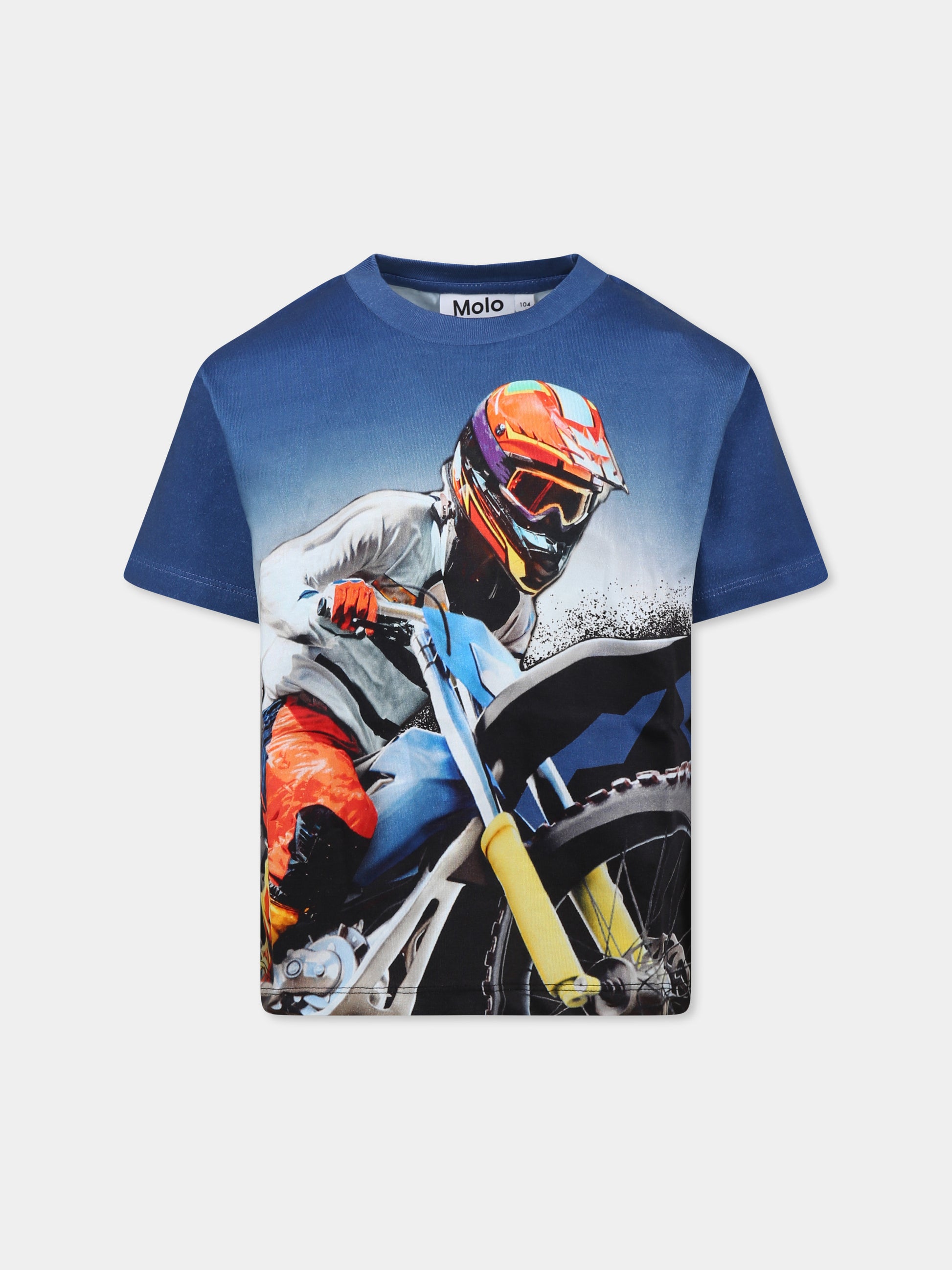 T-shirt blu Riley per bambino con pilota di motocross,Molo,1S25A217 3928