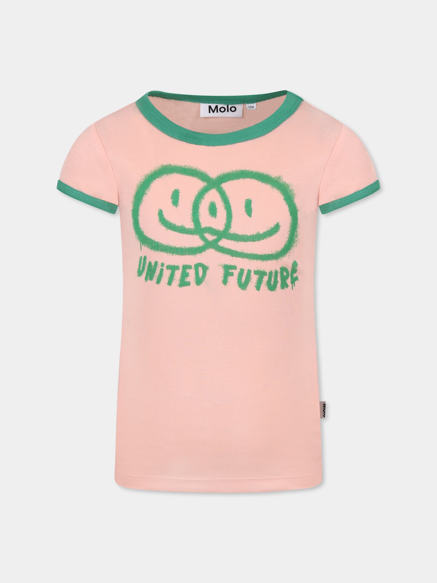 T-shirt Rhiannon rosa per bambina con smile e scritta,Molo,2S25A222 5470