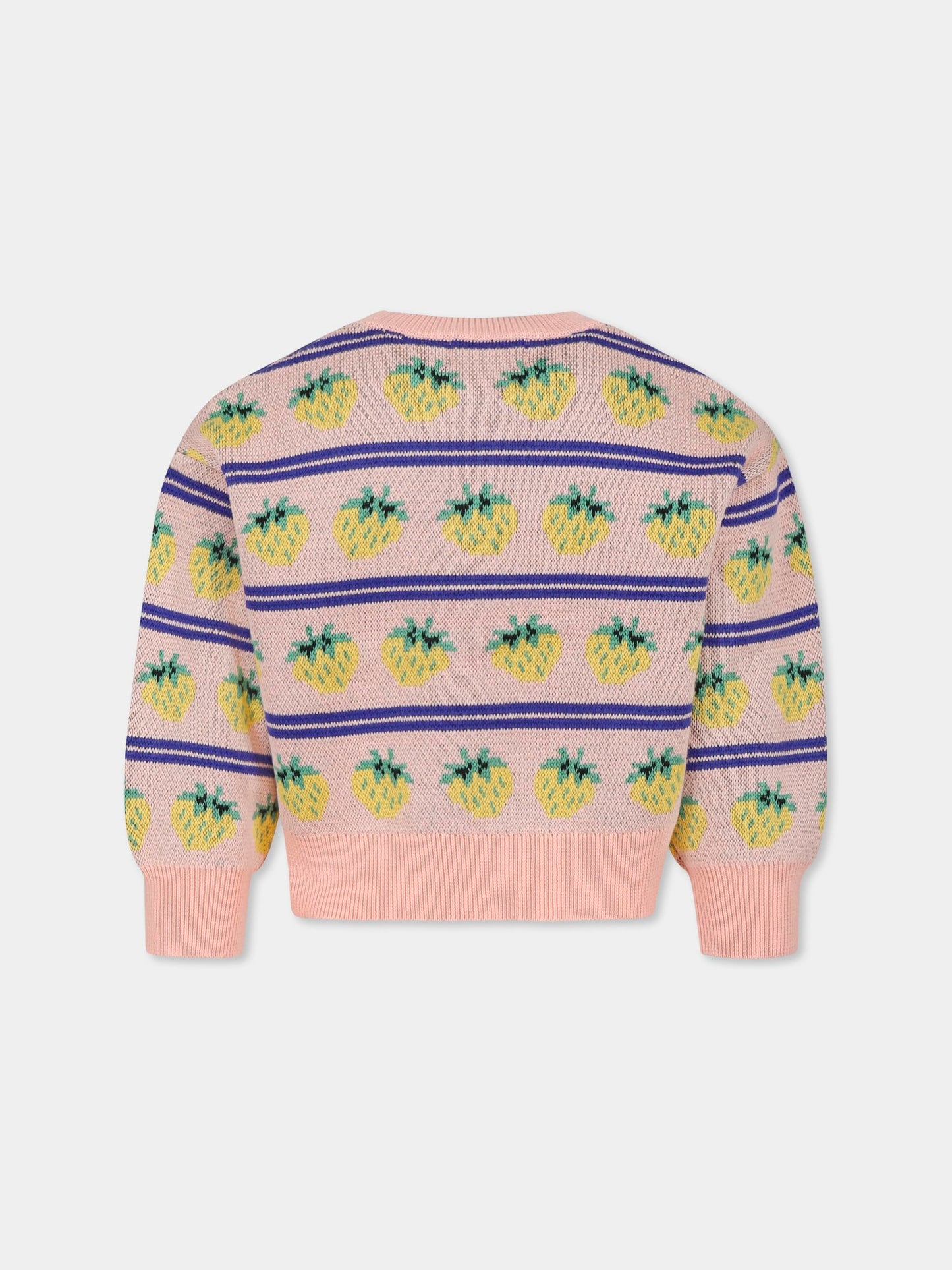 Pull court rose pour fille avec fraises