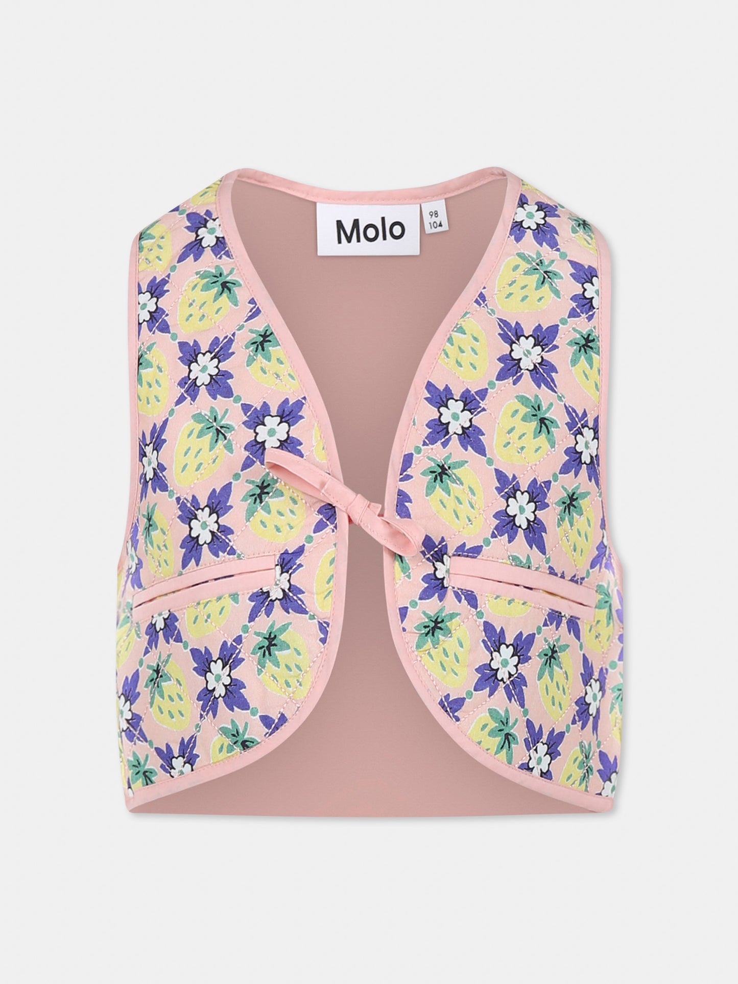 Gilet multicolore pour fille avec fraises