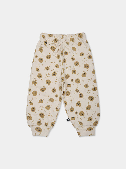 Pantalon ivoire pour bébé enfants avec smiley