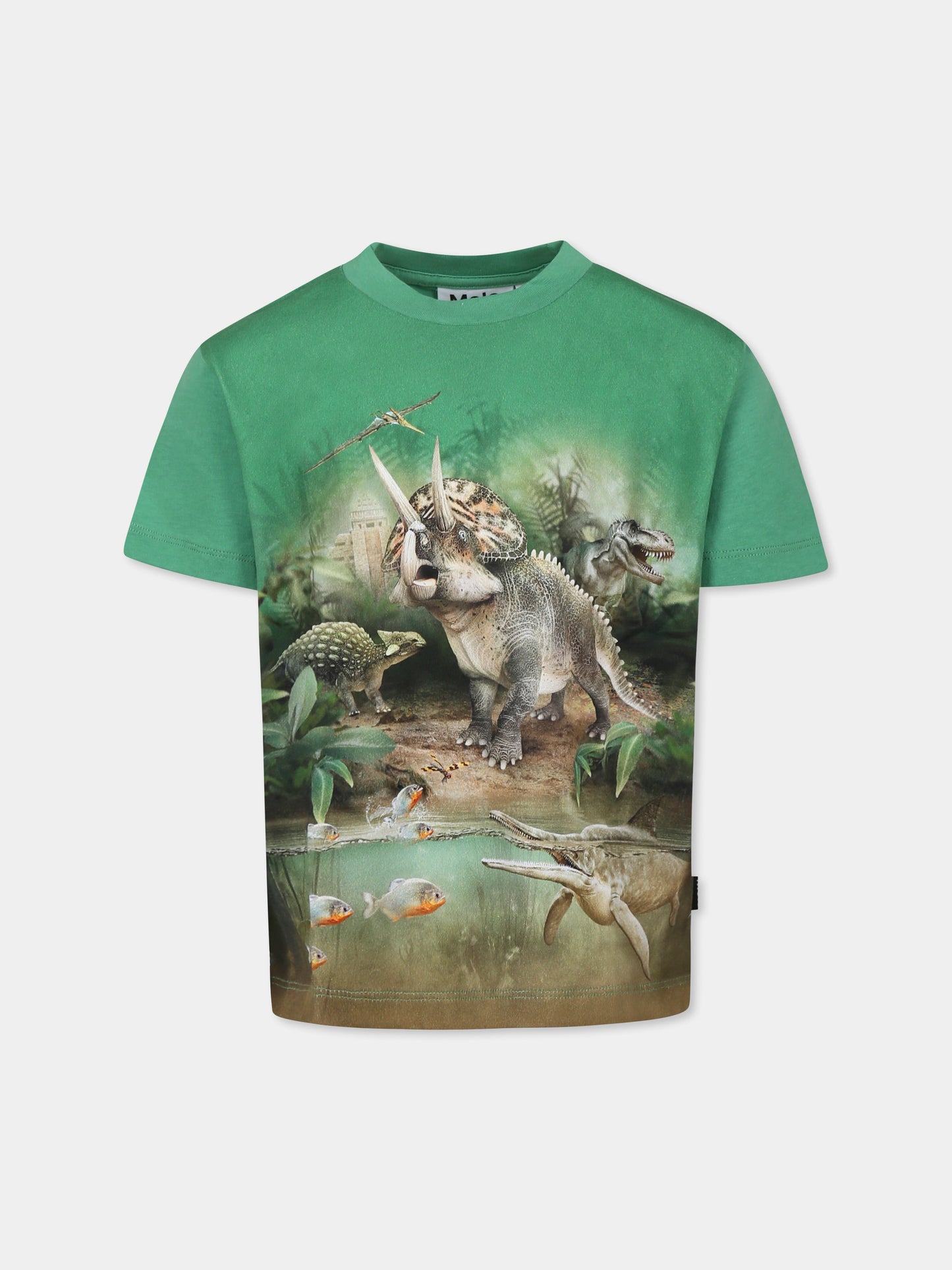 T-shirt vert pour garçon avec jaguar