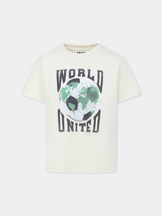 T-shirt blanc pour garçon avec ballon de football