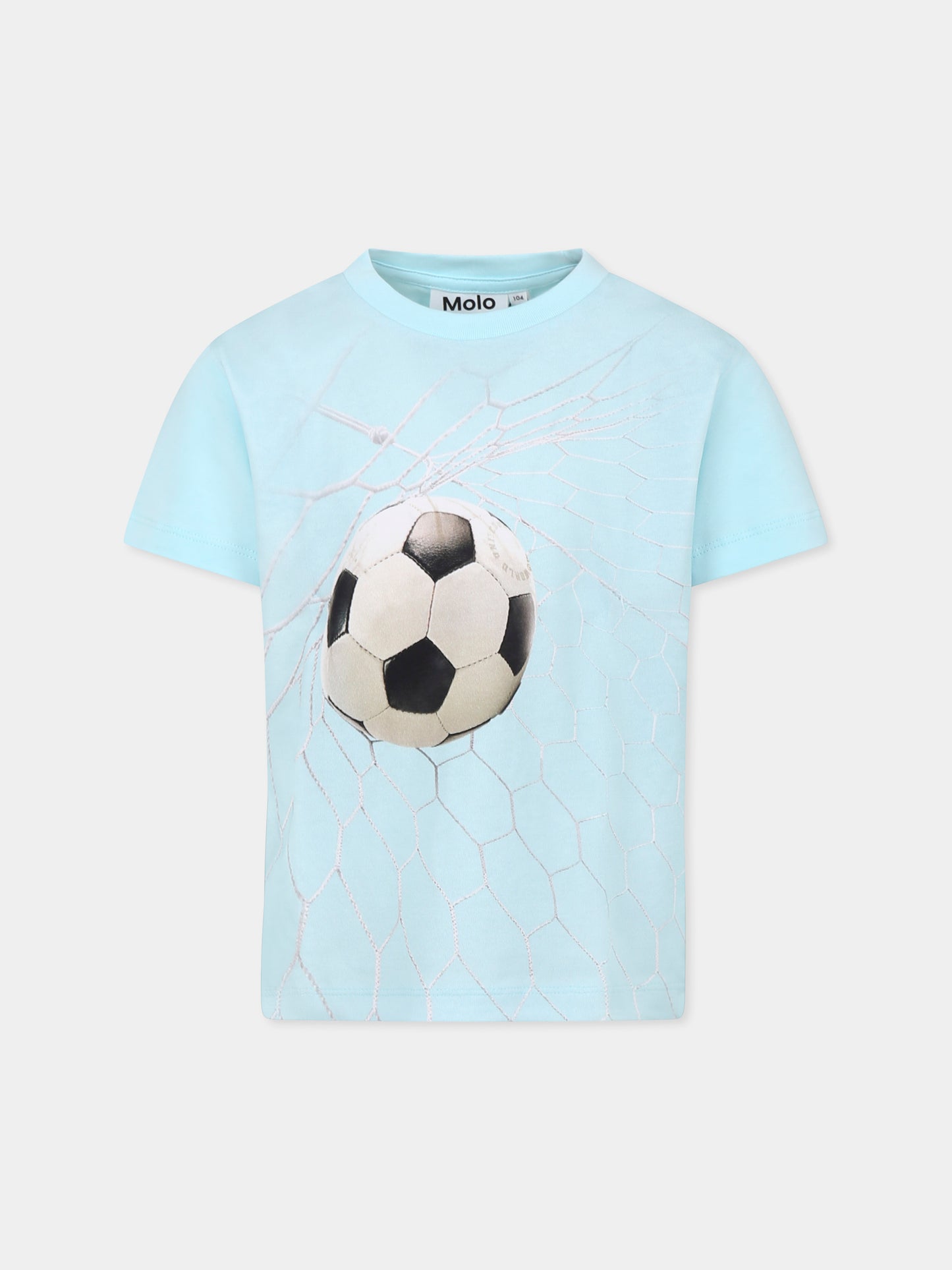 T-shirt Rame celeste per bambino con pallone,Molo,1S25A212 3948