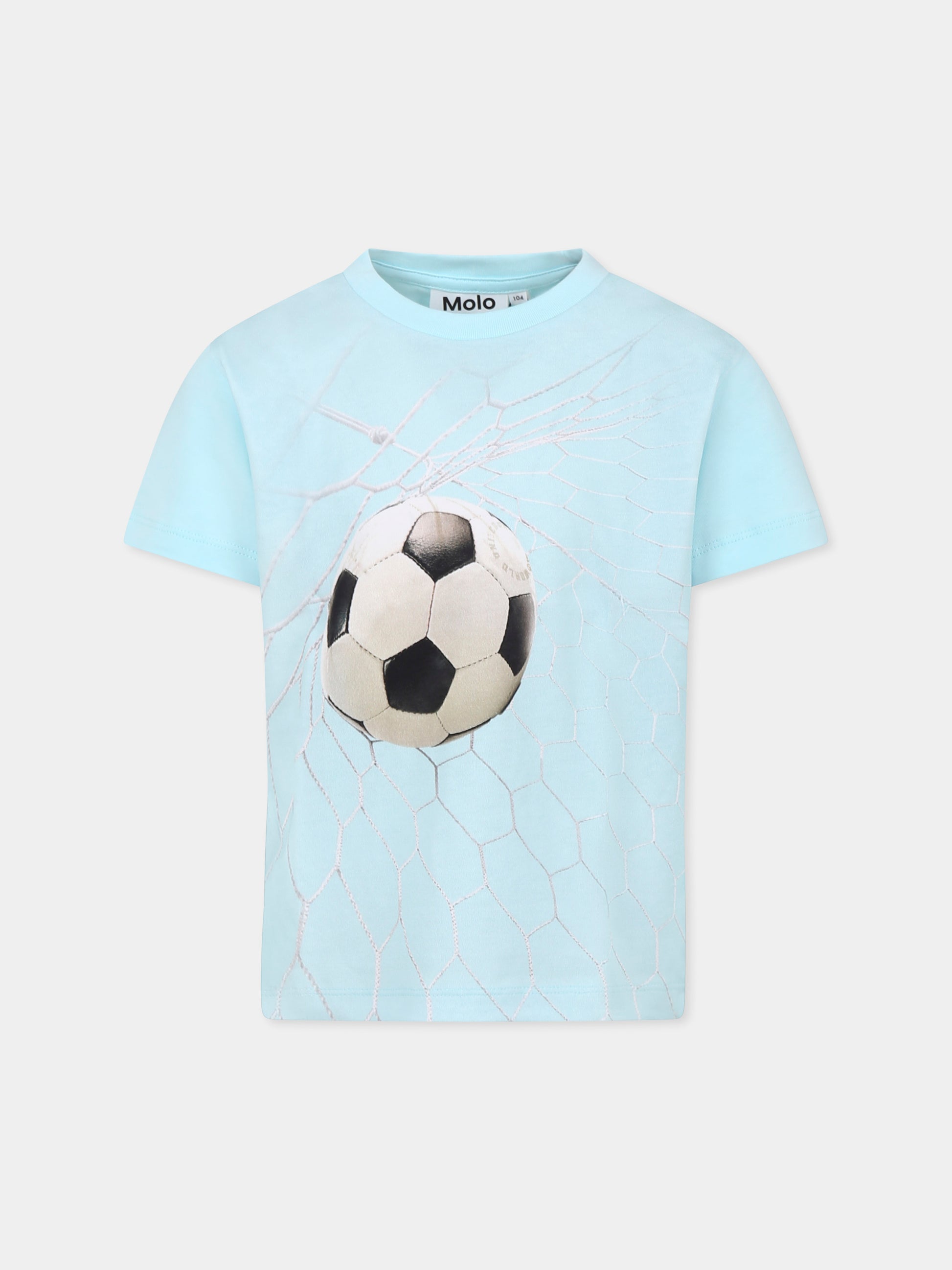 T-shirt Rame celeste per bambino con pallone,Molo,1S25A212 3948
