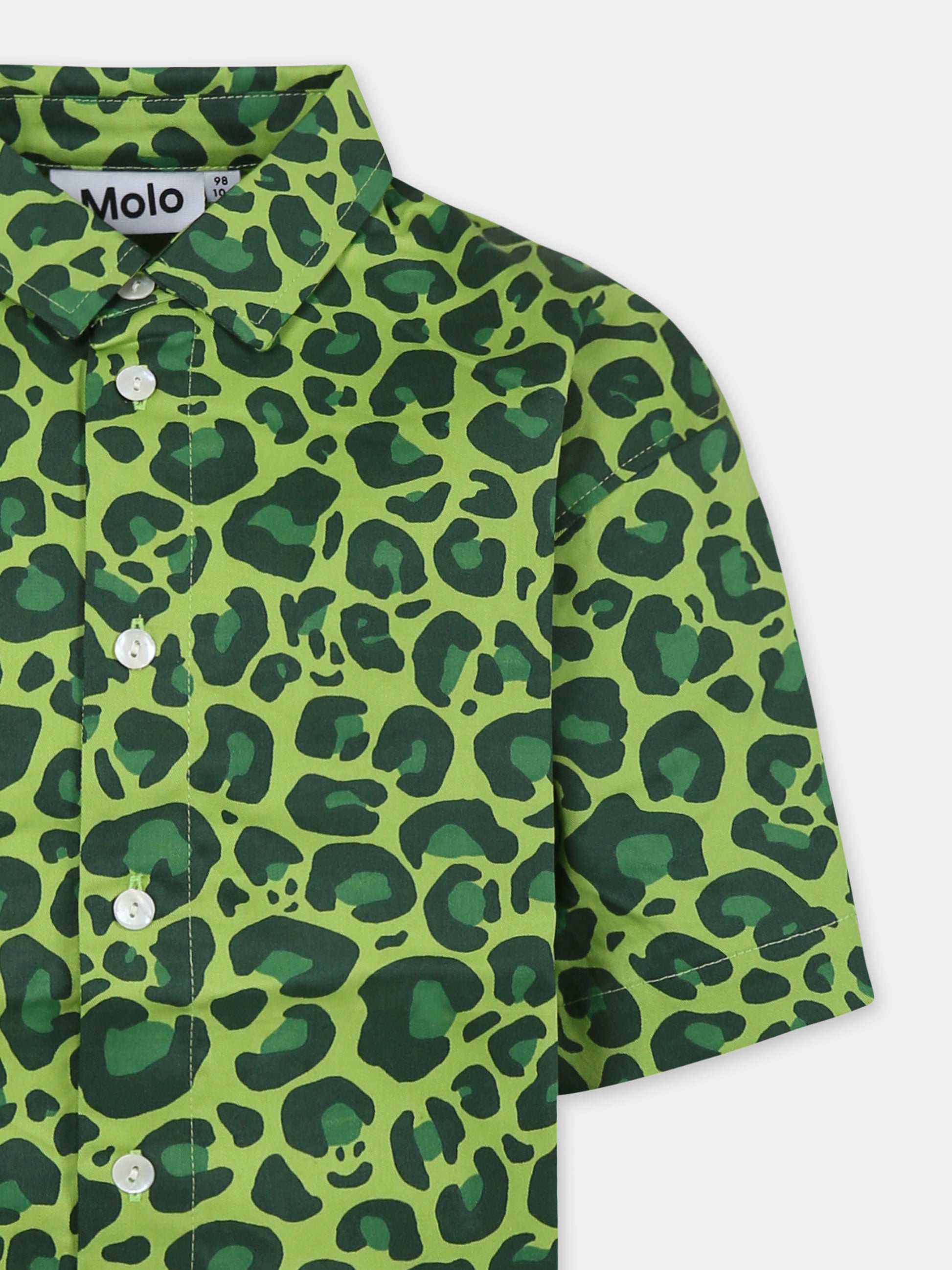 Camicia Richie verde per bambino con stampa maculata,Molo,1S25C201 9281
