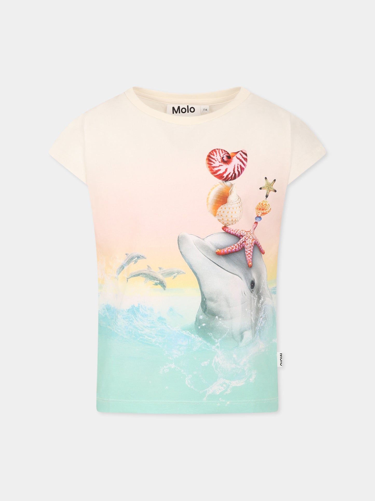 T-shirt Ragnhlde multicolor per bambina con delfino,Molo,2S25A214 3921