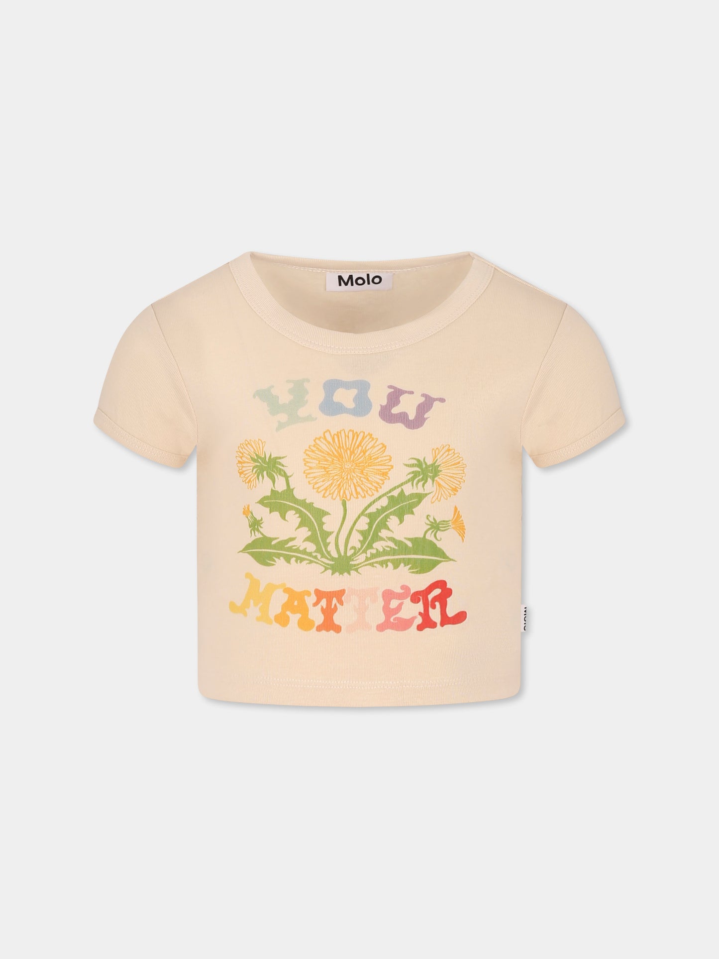 T-shirt Rizzo avorio per bambina con fiori,Molo,2S25A216 3912