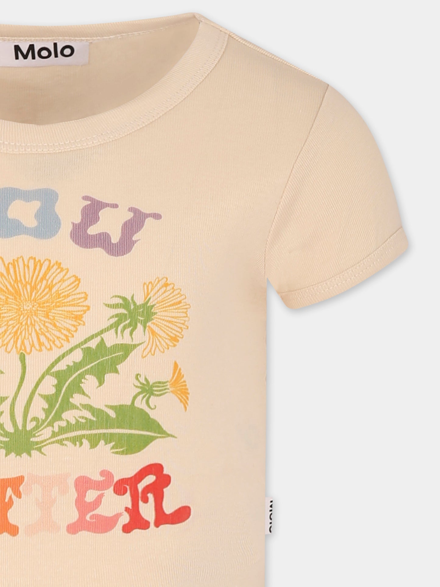T-shirt Rizzo avorio per bambina con fiori,Molo,2S25A216 3912