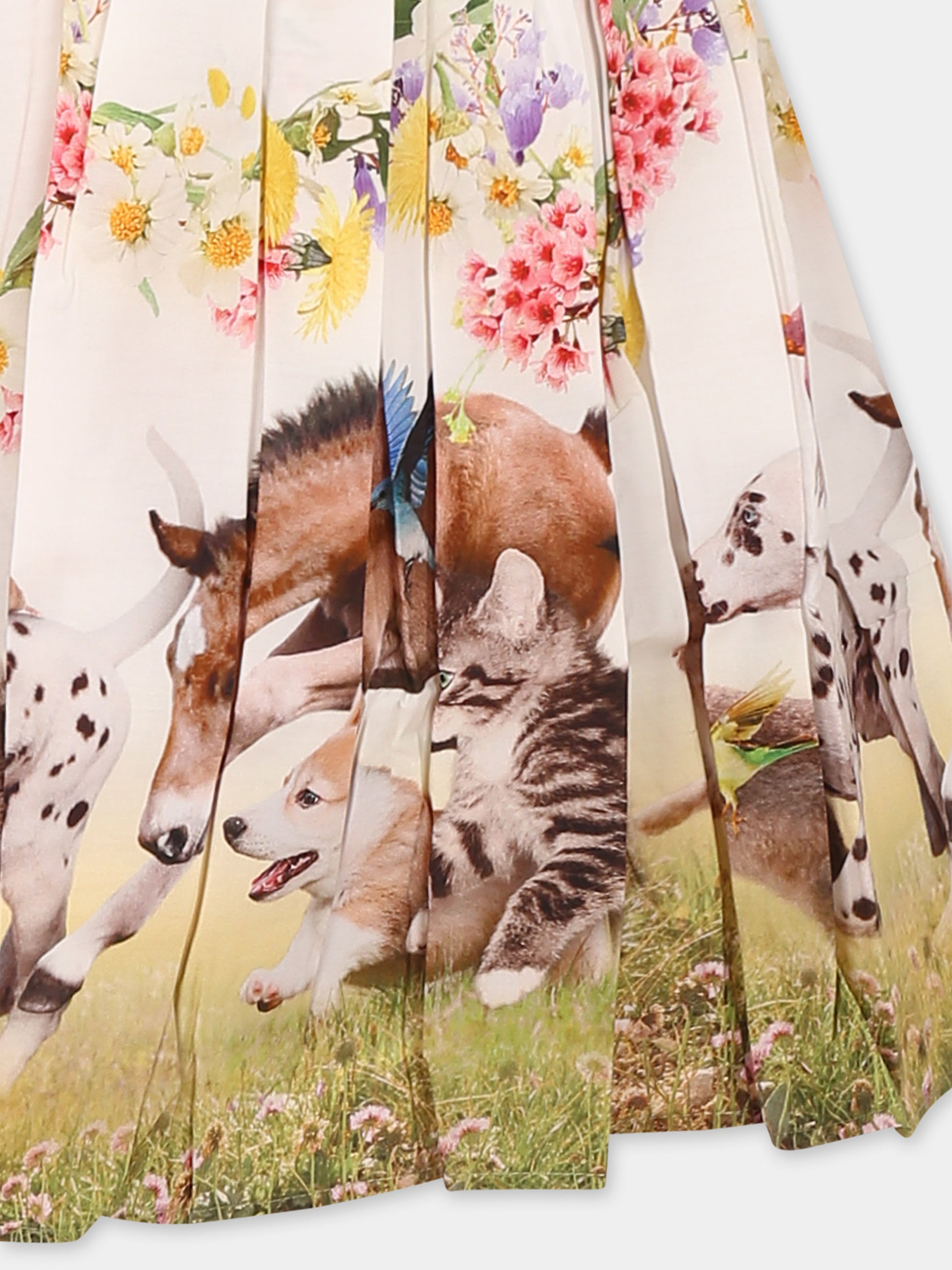 Vestito Cassandra avorio per bambini con animali e fiori,Molo,2S25E125 3982