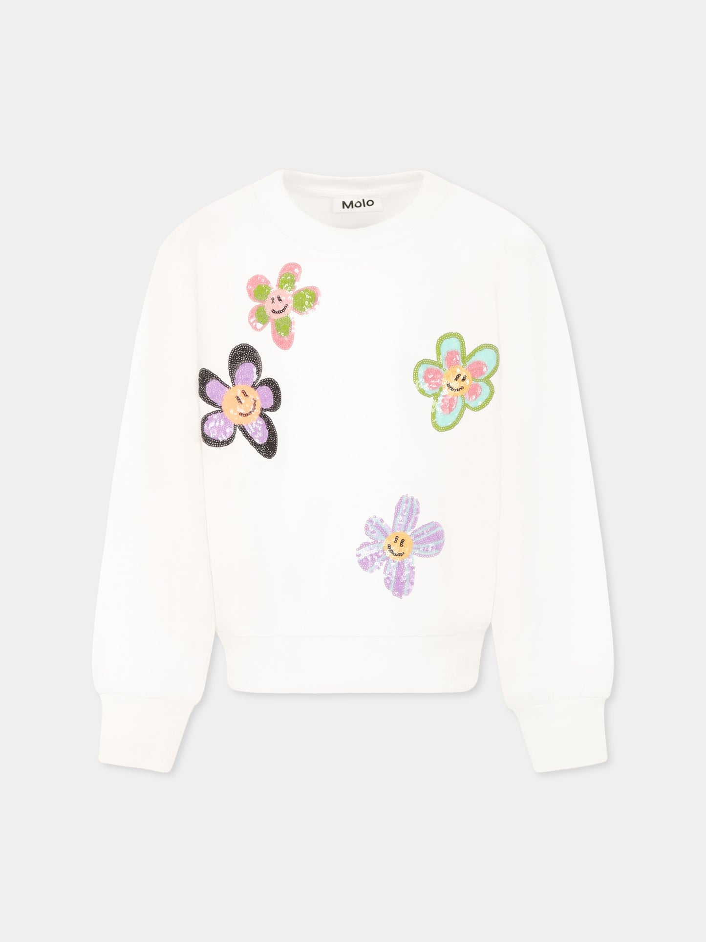 Felpa Marge bianca per bambina con fiori,Molo,2S25J203 3934