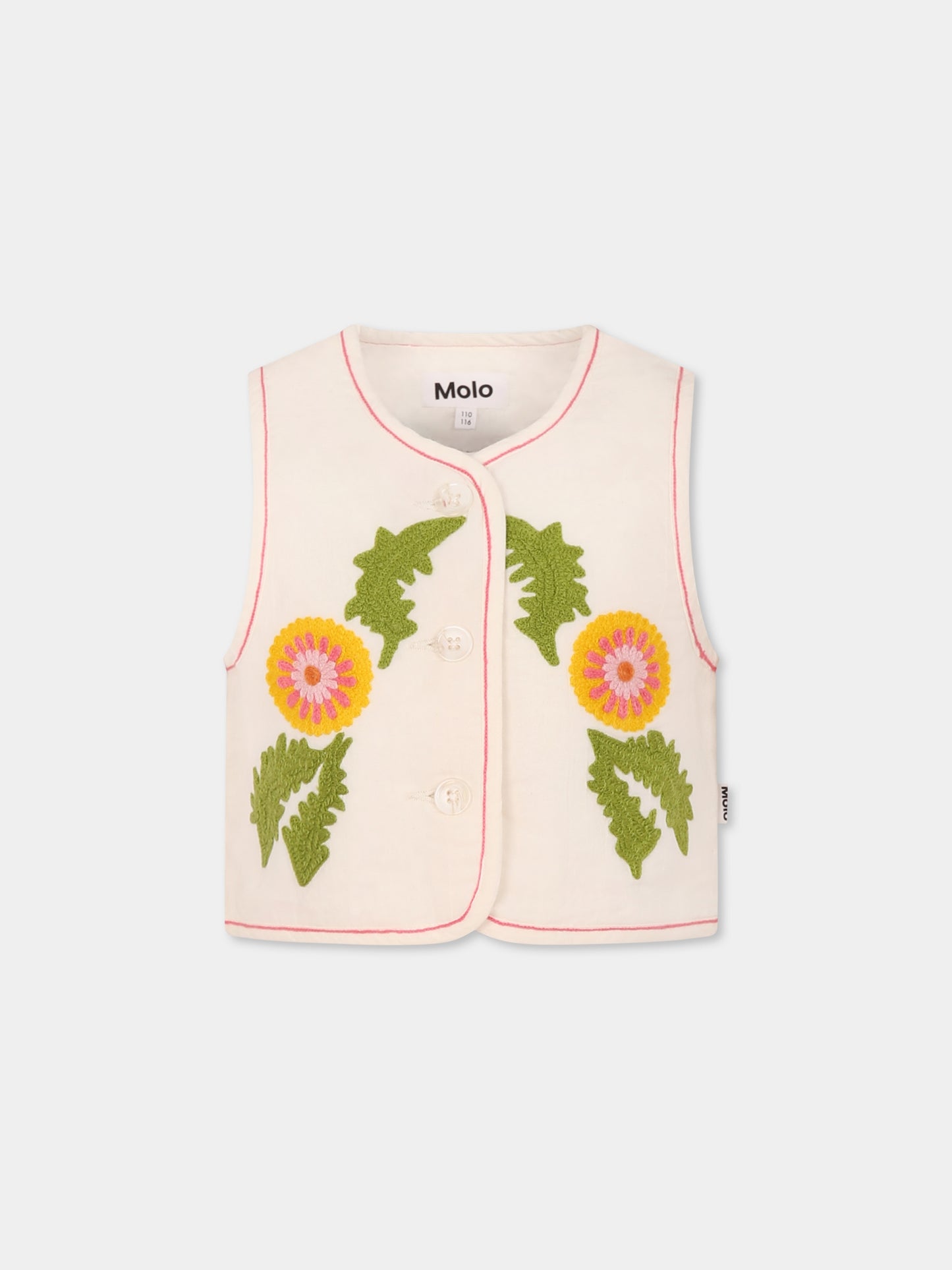Gilet Heather avorio per bambina con fiori,Molo,2S25M203 3996