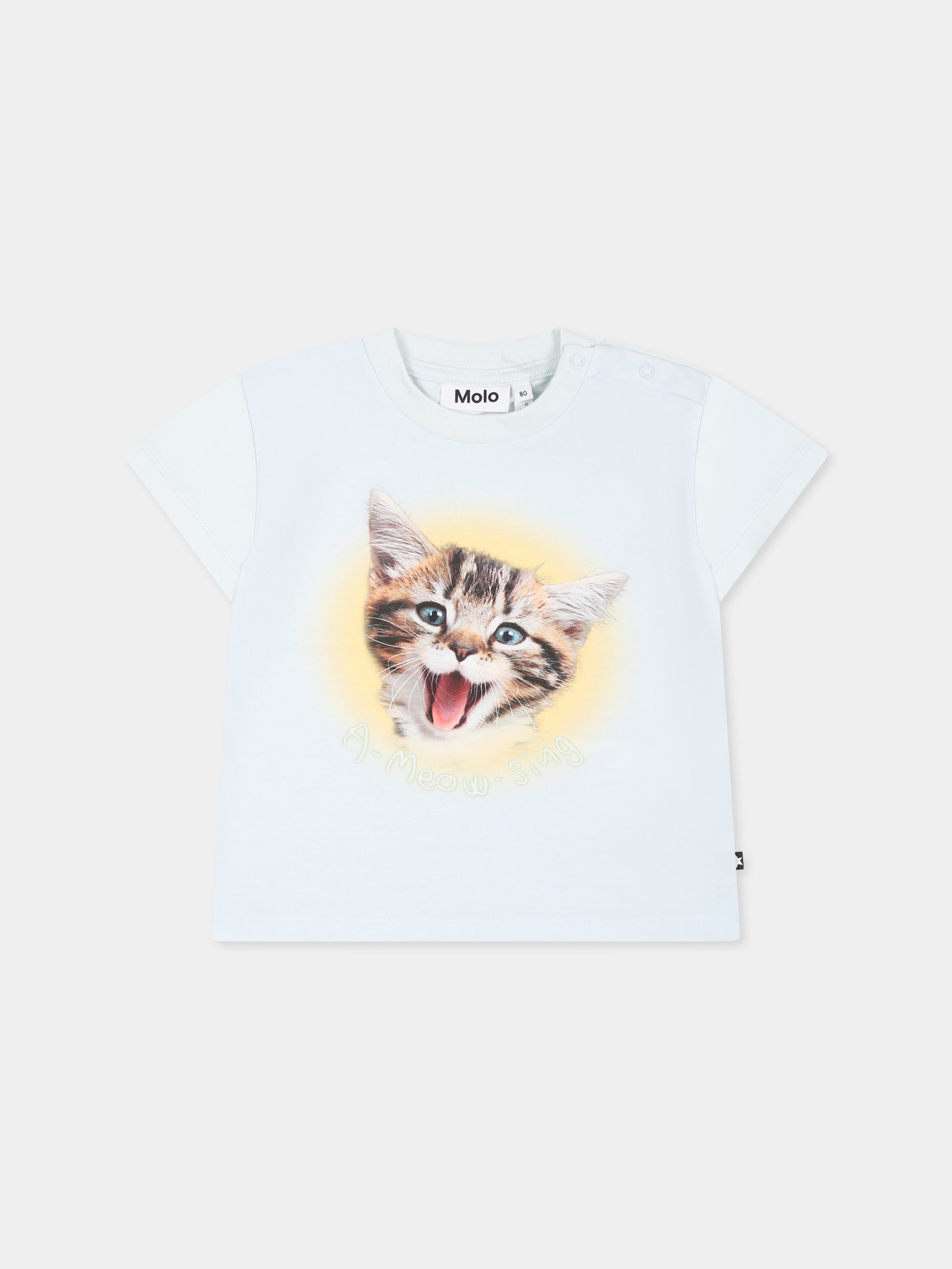 T-shirt Enzo celeste per neonati con gatto,Molo,6S25A204 3914