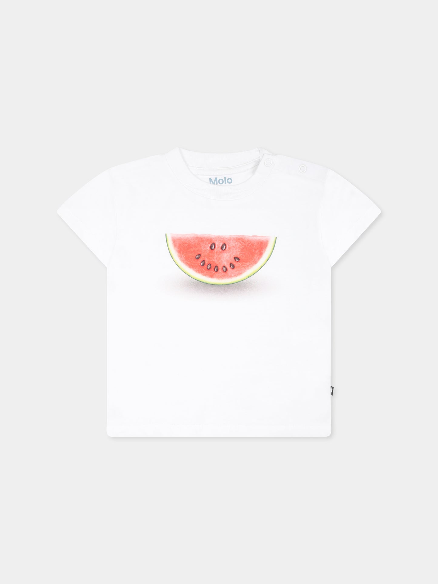 T-shirt Enzo bianca per neonati con smile anguria,Molo,6S25A207 9340