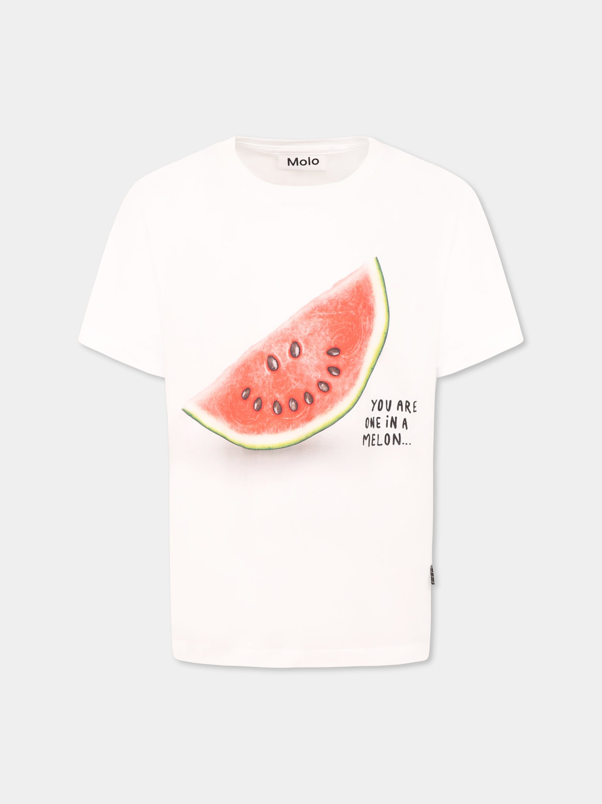 T-shirt bianca per bambini con melone,Molo,6S25A213 3937