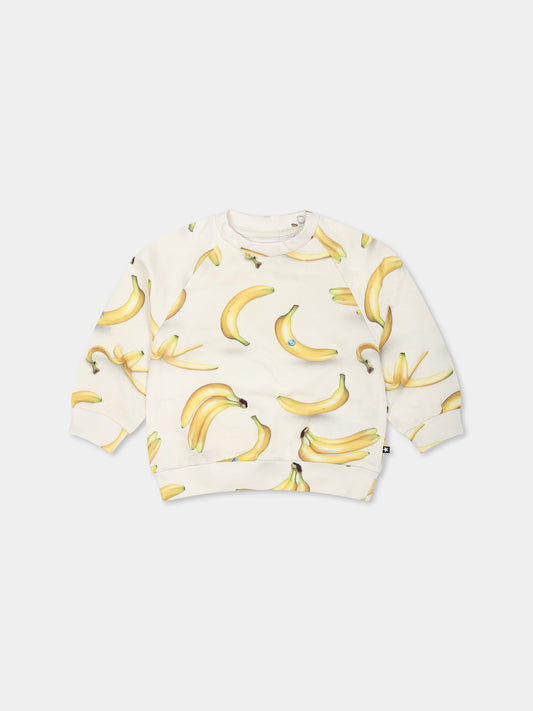 Felpa Disc avorio per neonati con banana all over,Molo,6S25J203 9304