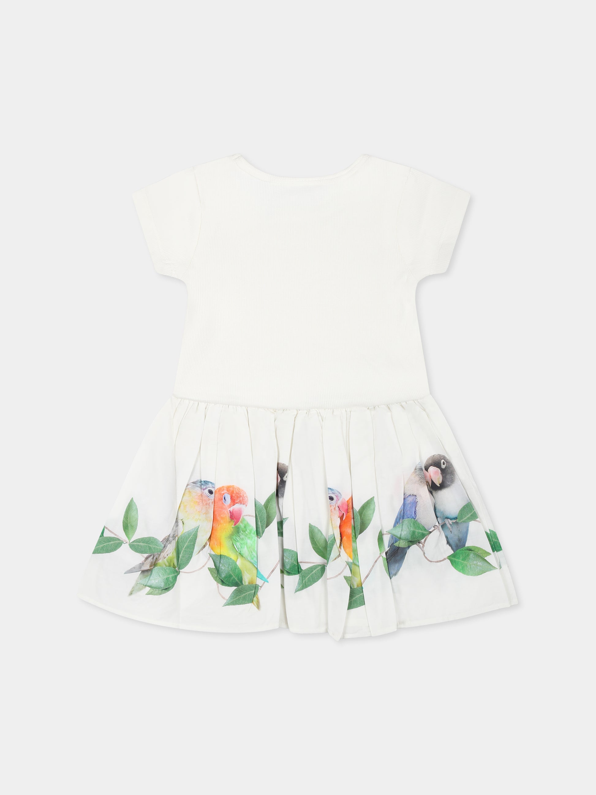 Vestito Carin bianco per neonata con pappagalli,Molo,4S25E107 3855