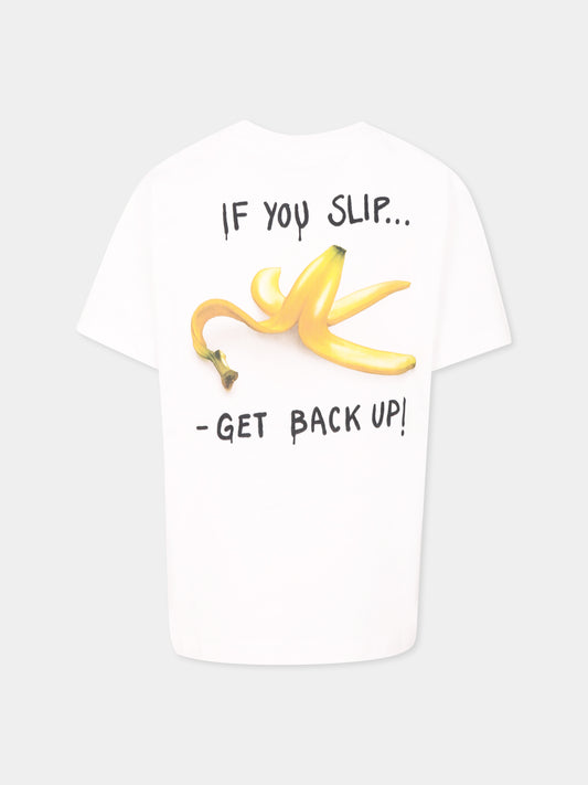 T-shirt bianca per bambino con scritta nera e banana,Molo,1S25A214 3936
