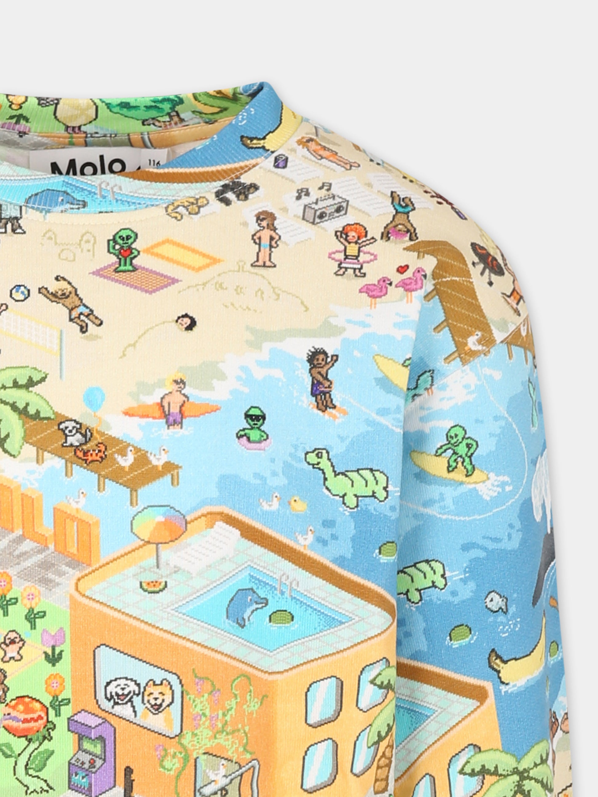 Felpa Monti multicolor per bambino con spiaggia pixel,Molo,1S25J208 9359