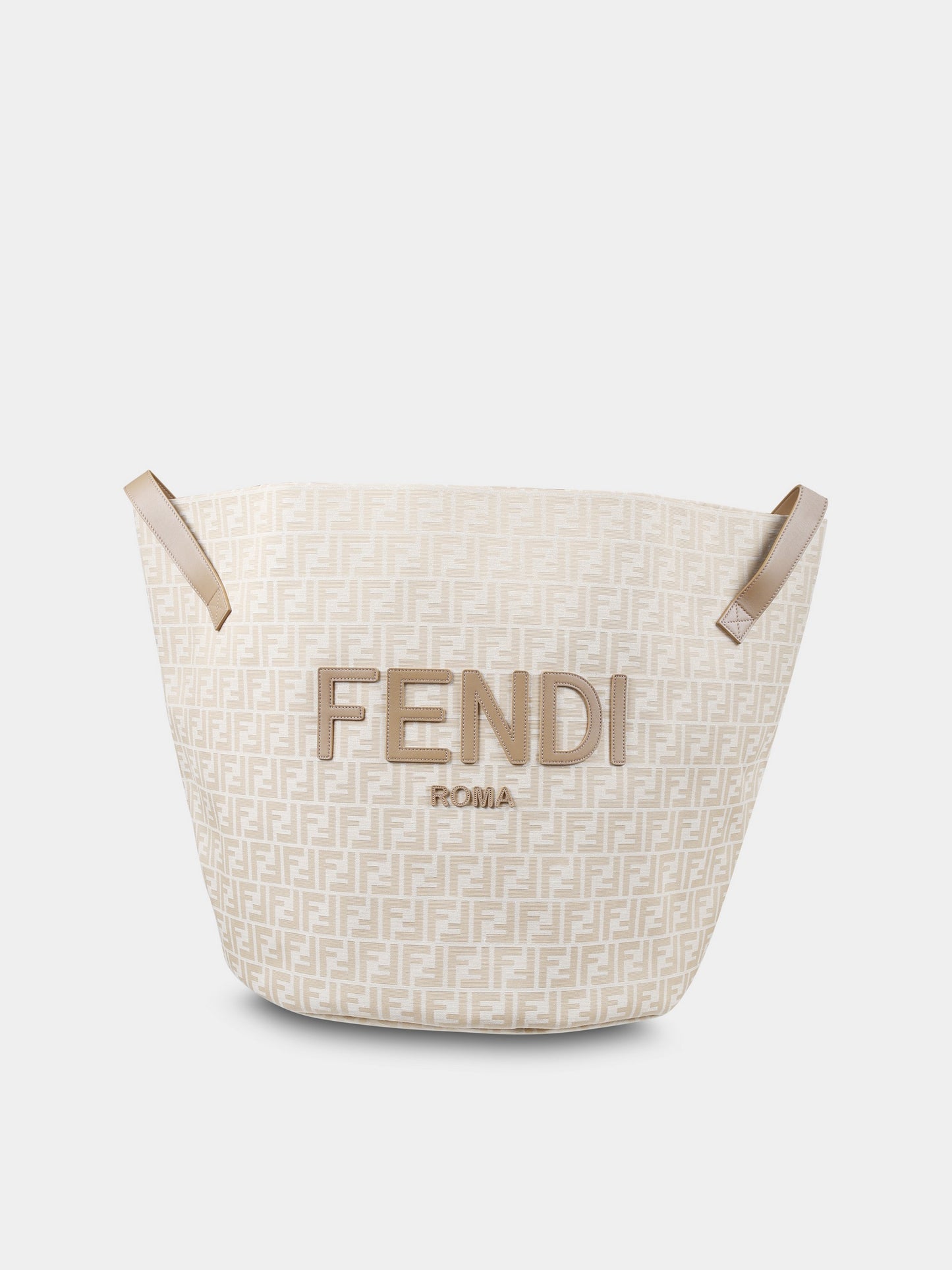 Sac à jouets beige pour bébé enfants avec logo