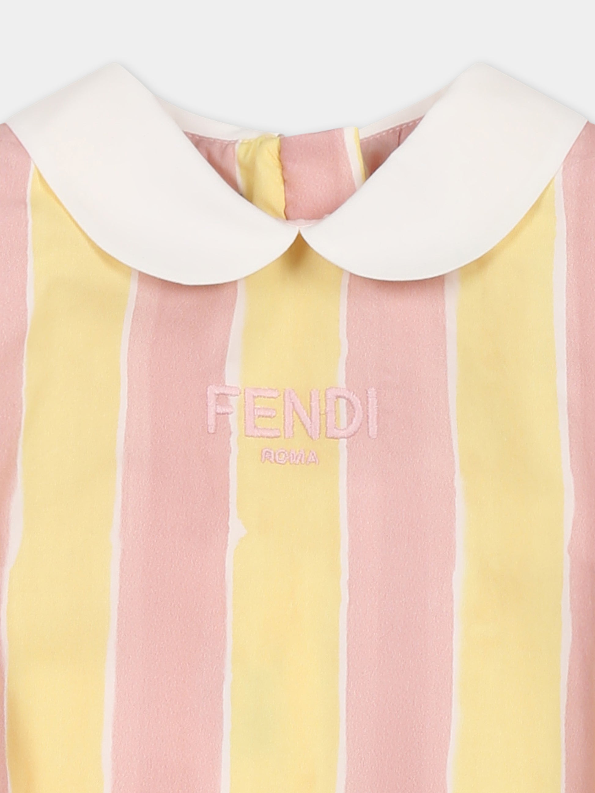 Vestito multicolor per neonata con logo e stampa pequin,Fendi Kids,BFB542 AS67 F1R0X