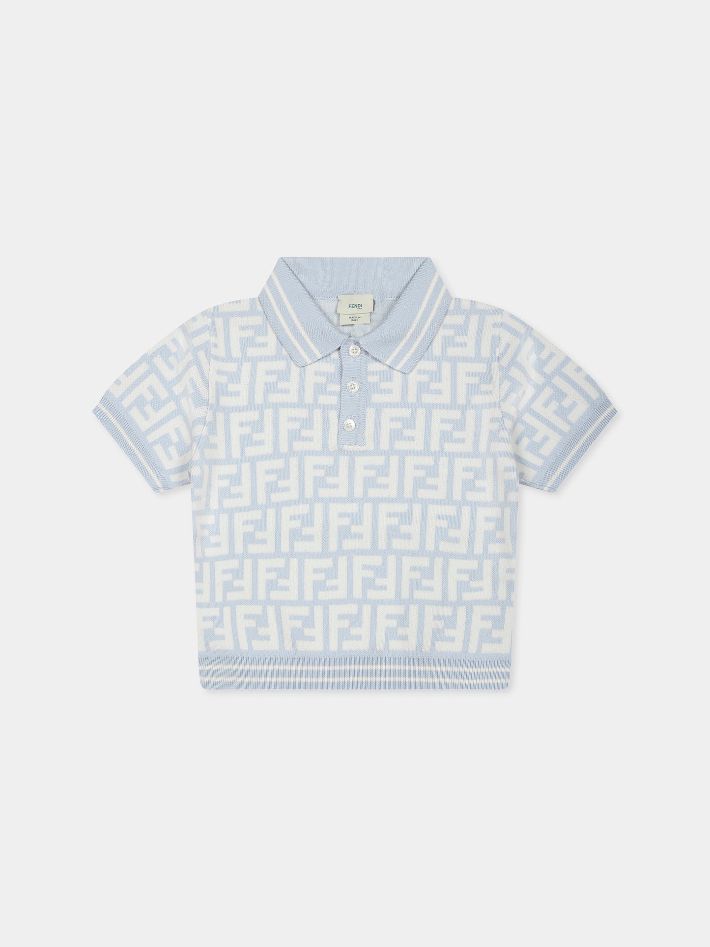Polo bleu clair pour bébé garçon avec FF