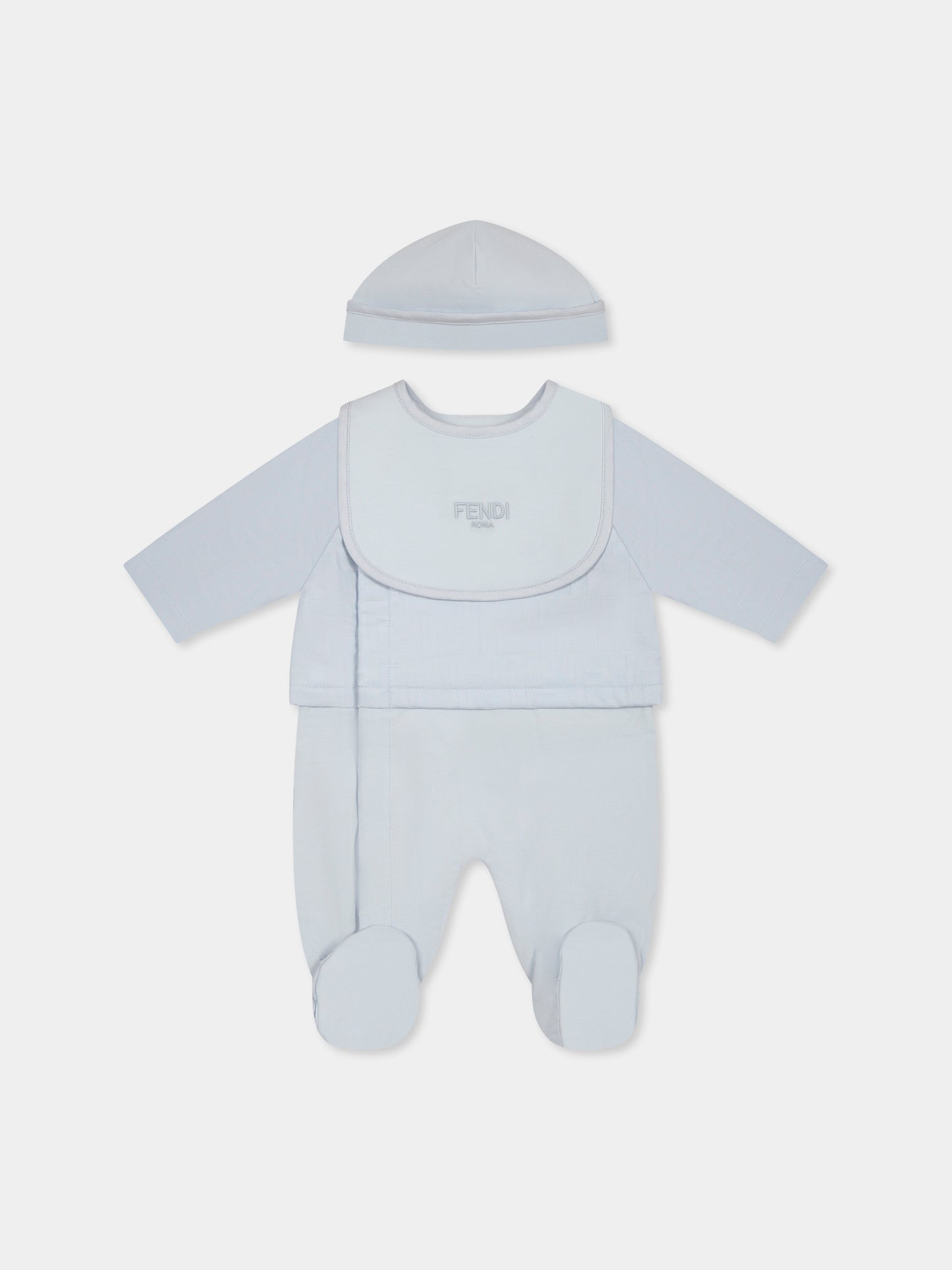 Ensemble combinaison bleu clair pour bébé garçon avec FF