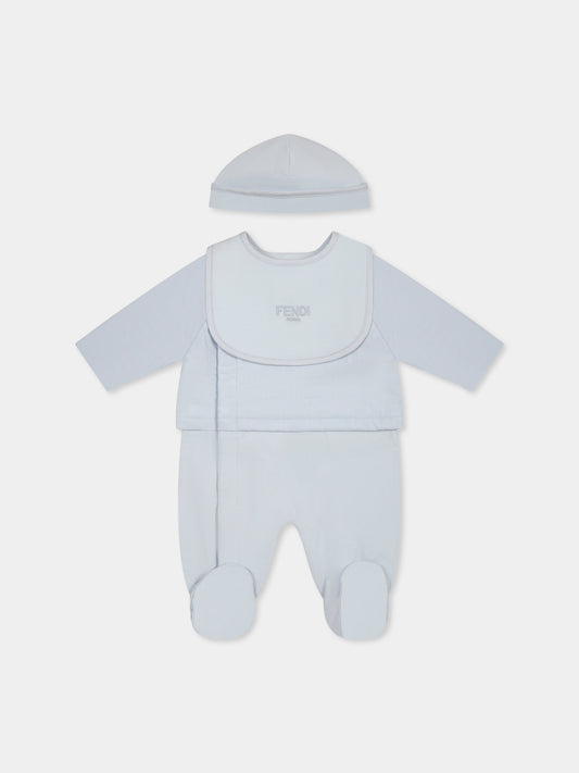 Ensemble combinaison bleu clair pour bébé garçon avec FF