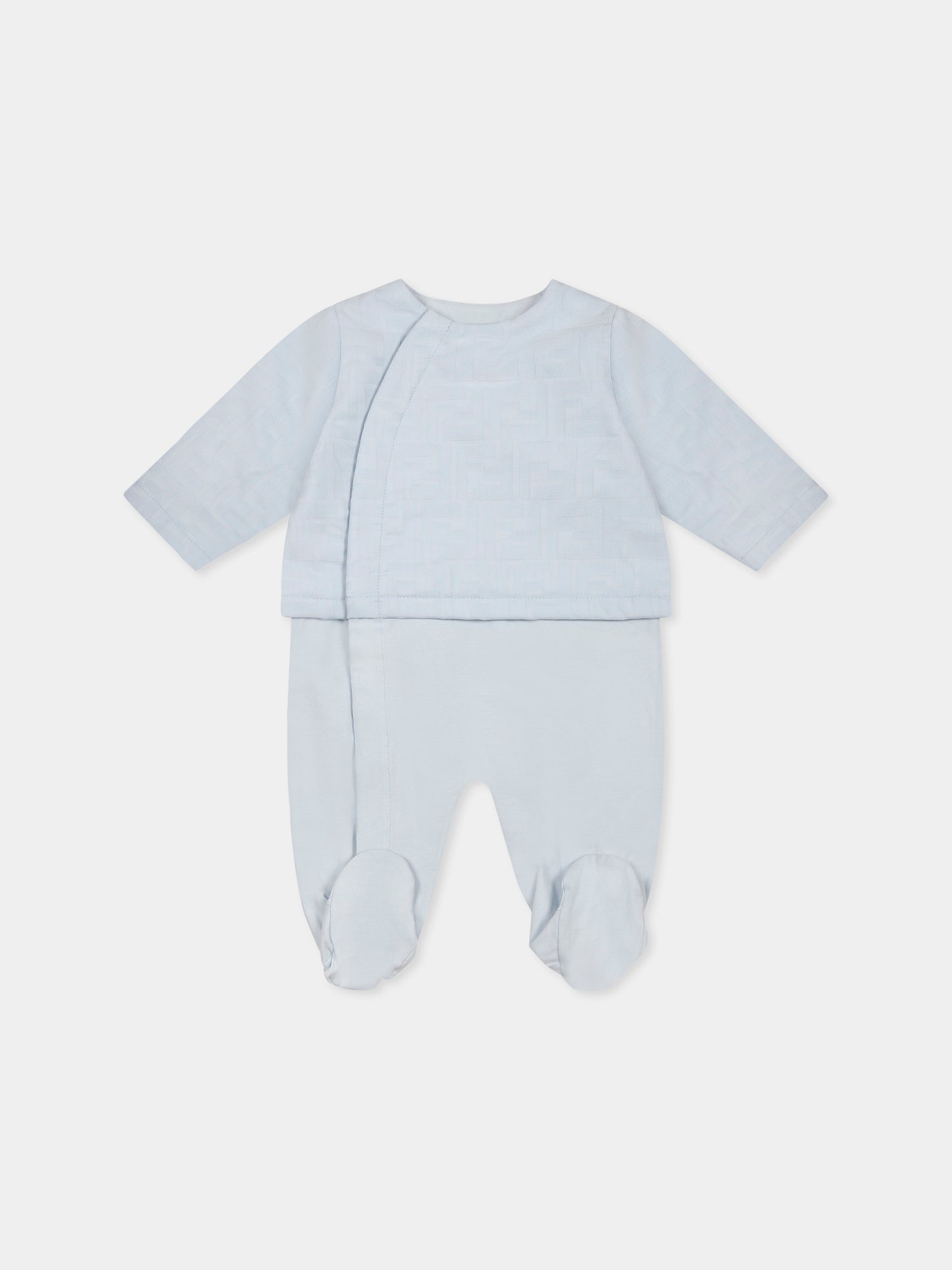 Ensemble combinaison bleu clair pour bébé garçon avec FF