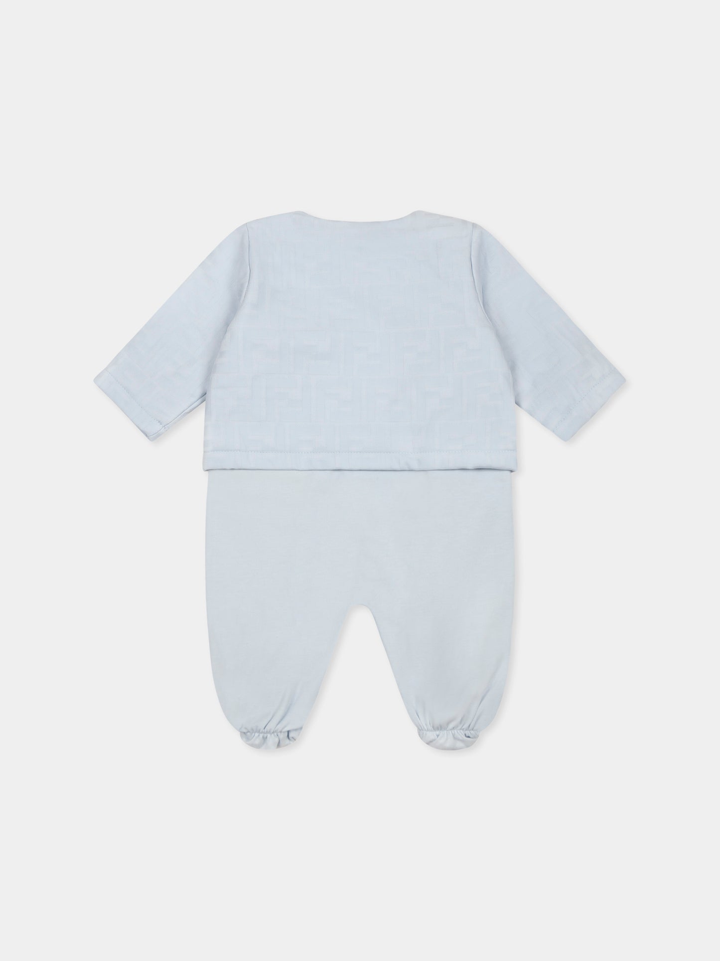 Ensemble combinaison bleu clair pour bébé garçon avec FF