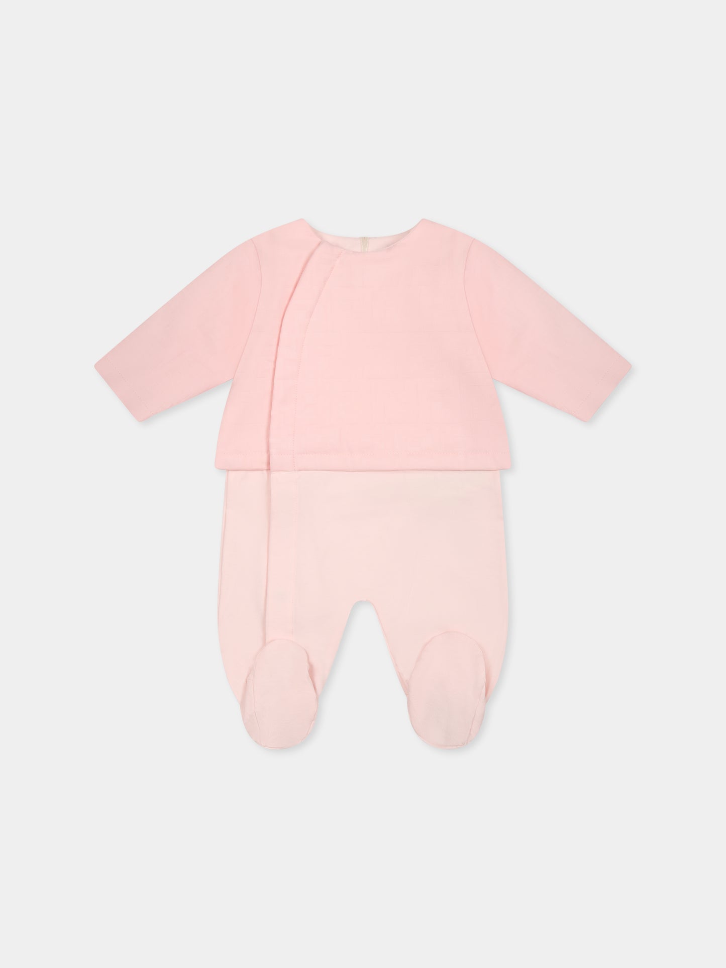 Ensemble combinaison rose pour bébé fille avec FF